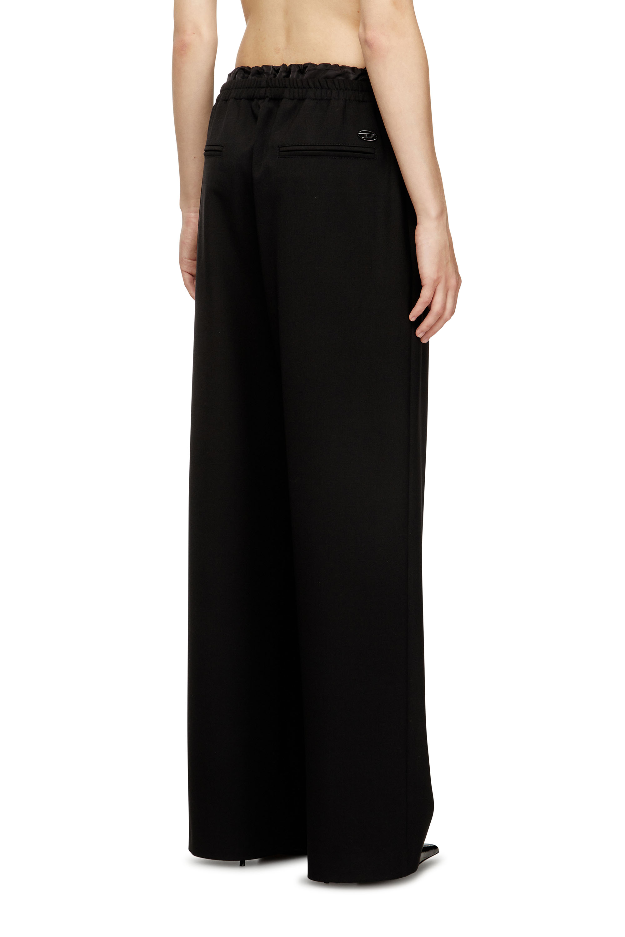 Diesel - P-YRITE-R2, Pantalons en laine avec cordon de serrage Femme in Noir - 4