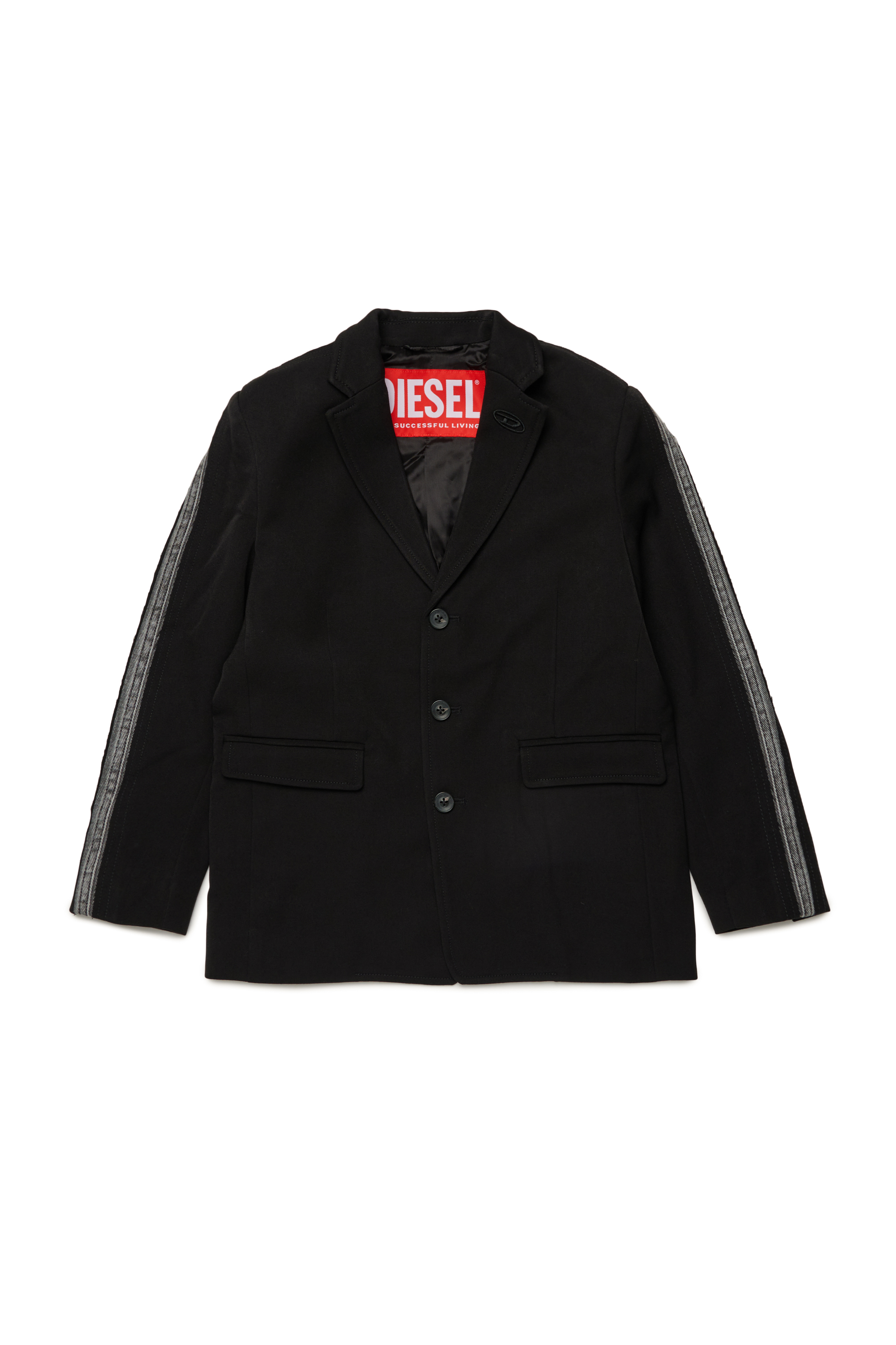 Diesel - JHIVO, Blazer en viscose avec empiècements aux manches en denim Homme in Noir - 1