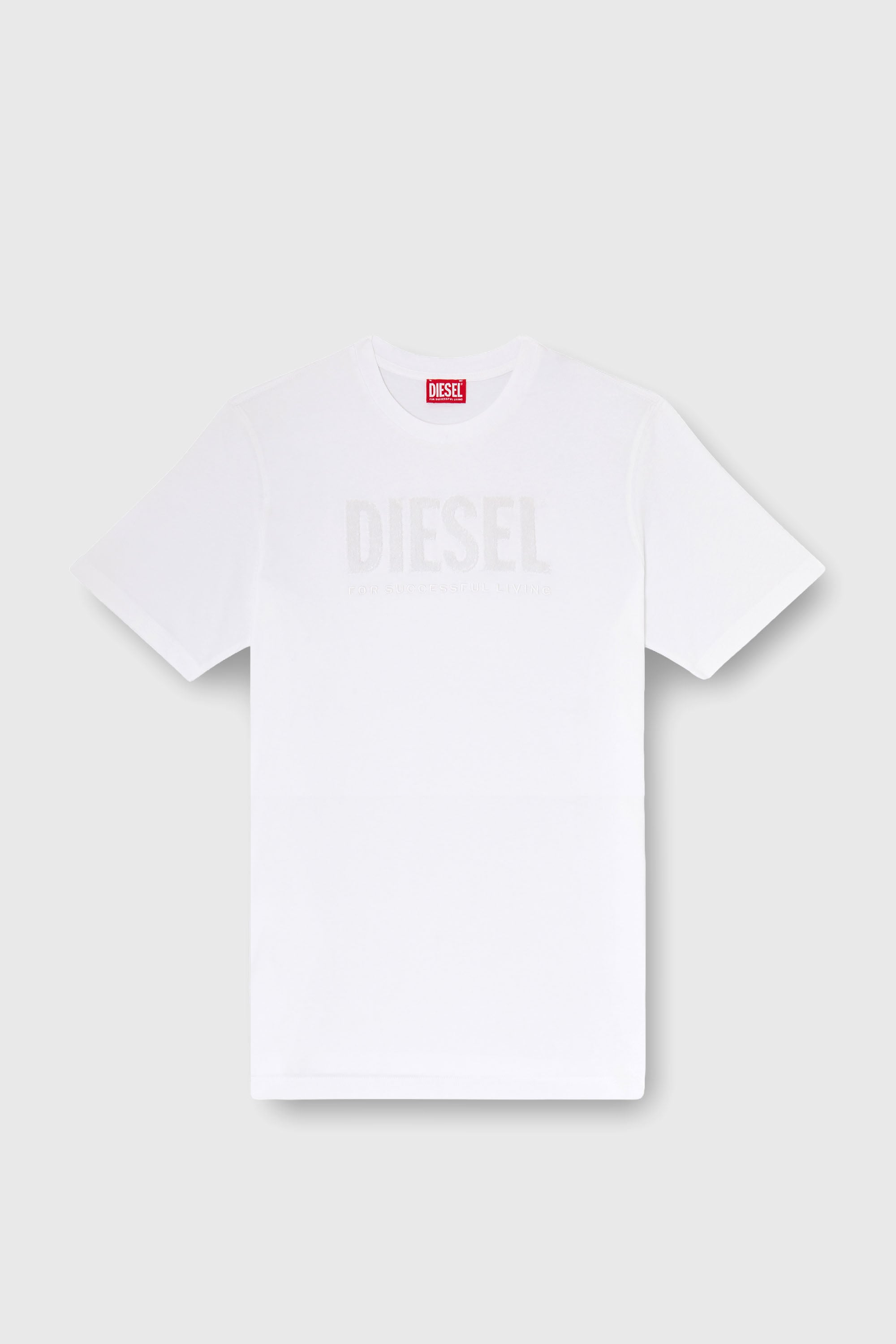 Diesel - T-JUST-OVA-T92, T-shirt en coton avec imprim&eacute; logo Diesel ton sur ton Homme in Blanc - 2