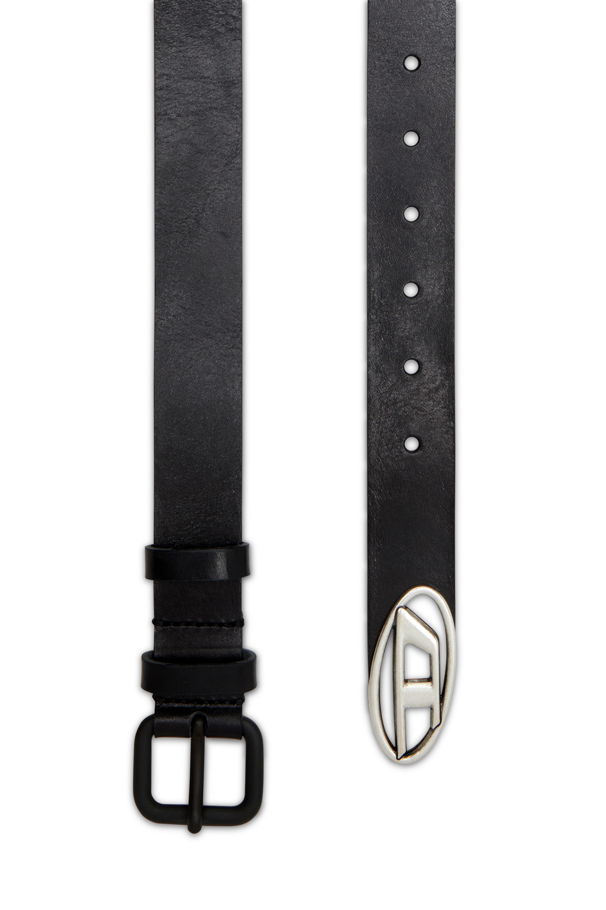 Diesel - B-INLAY, Ceinture en cuir avec logo oval D Mixte in Noir - 2