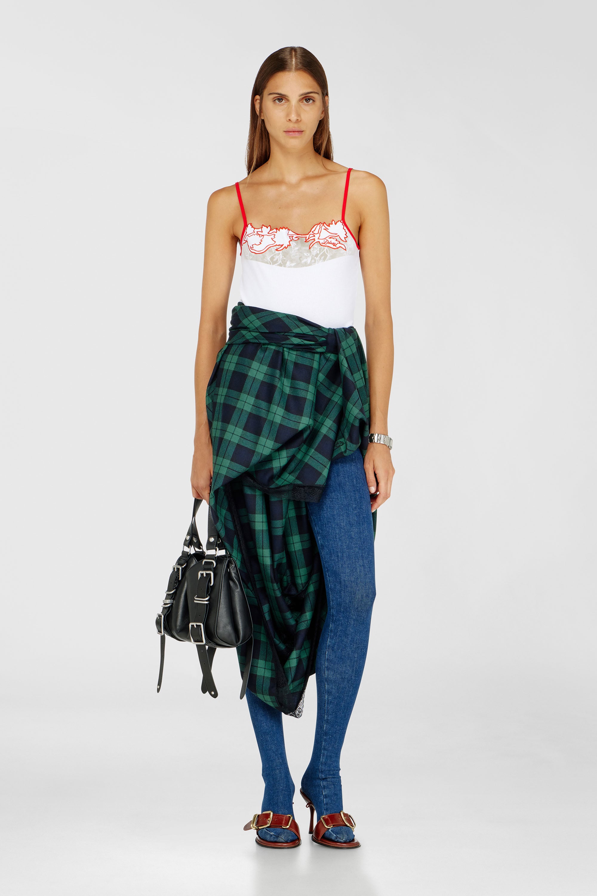 Diesel - T-EDNA, D&eacute;bardeur c&ocirc;tel&eacute; avec broderie florale en contour Femme in ToBeDefined - 1