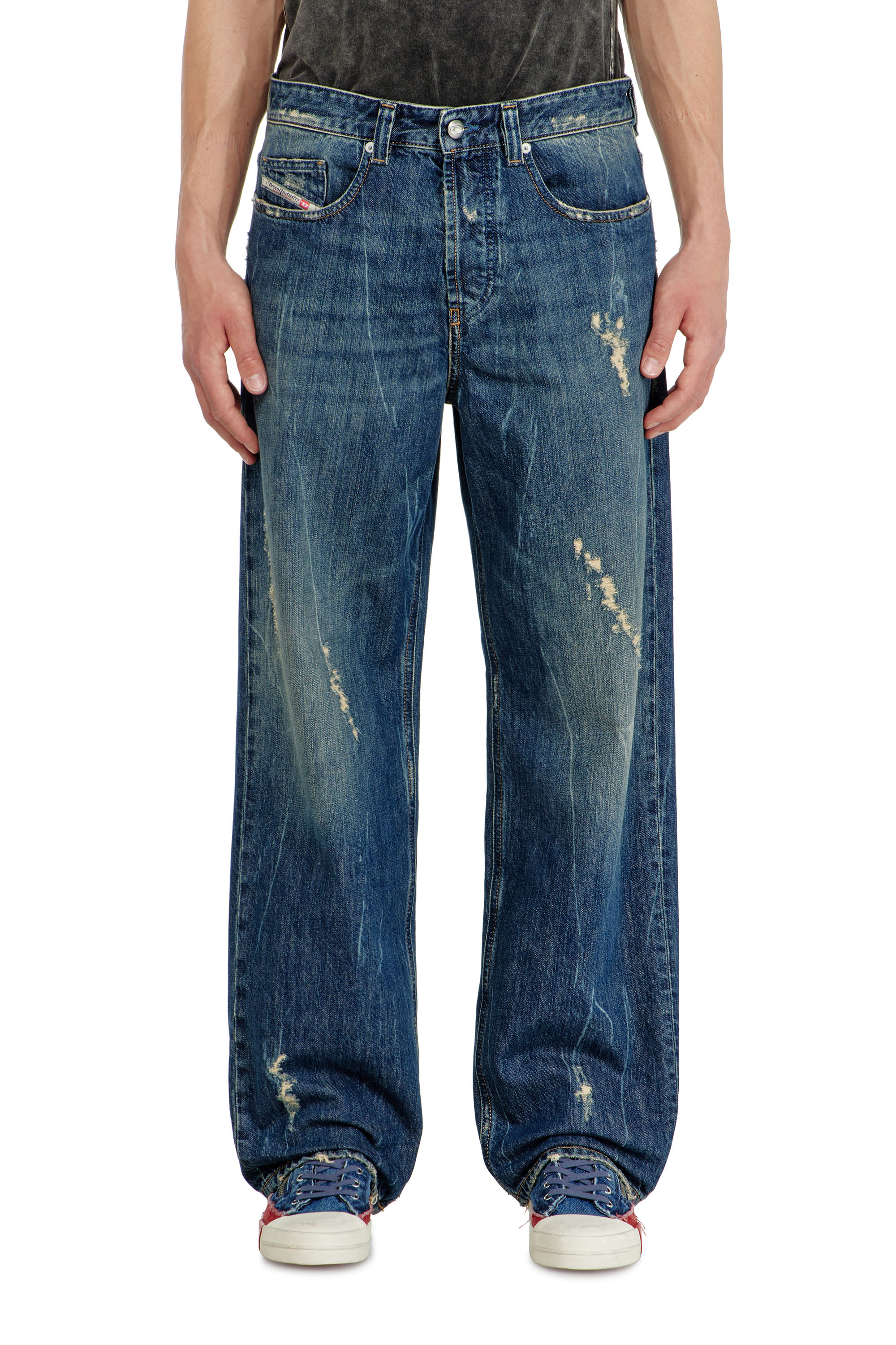 Diesel - Relaxed Jeans 2001 D-Macro 09Q28 Homme, Bleu moyen - Image 1