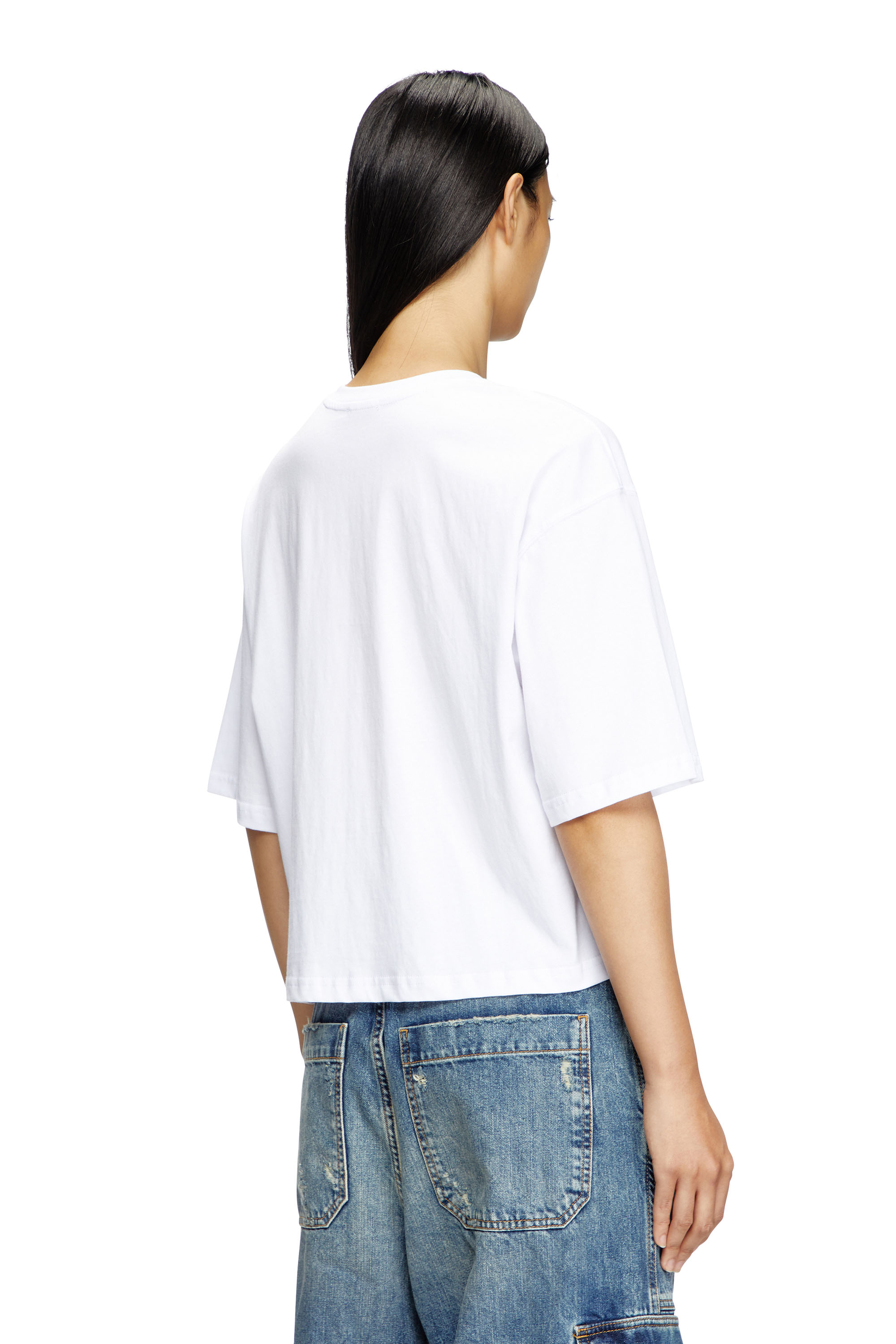 Diesel - T-ROWY-OD, T-shirt boxy avec D brod&eacute; Femme in Blanc - 4