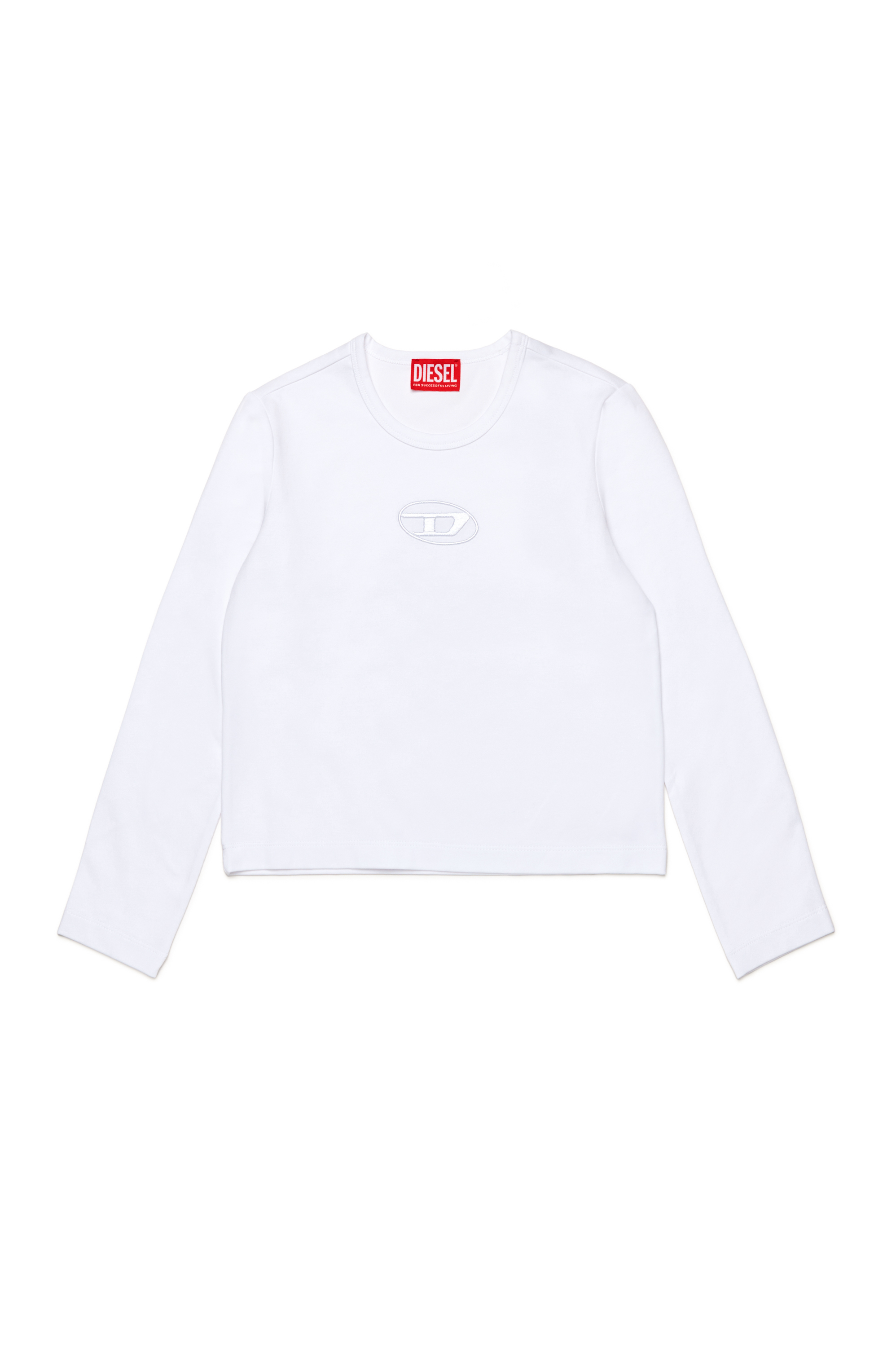 Diesel - TIVAL, Femme T-shirt à manches longues avec logo brodé in Blanc - Image 1