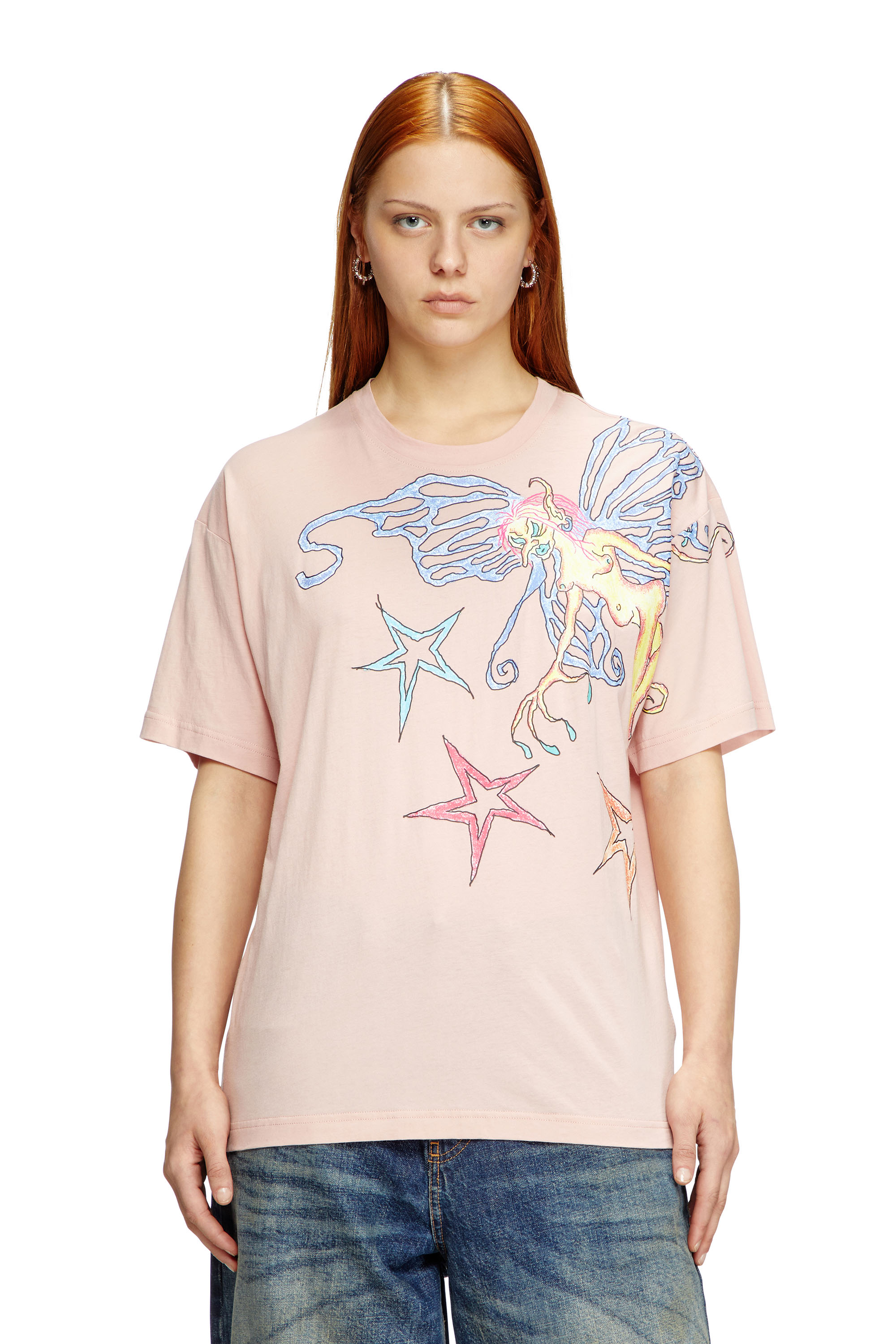 Diesel - T-BUXT-Q1, T-shirt avec imprimé graphique Femme in Rose - 1