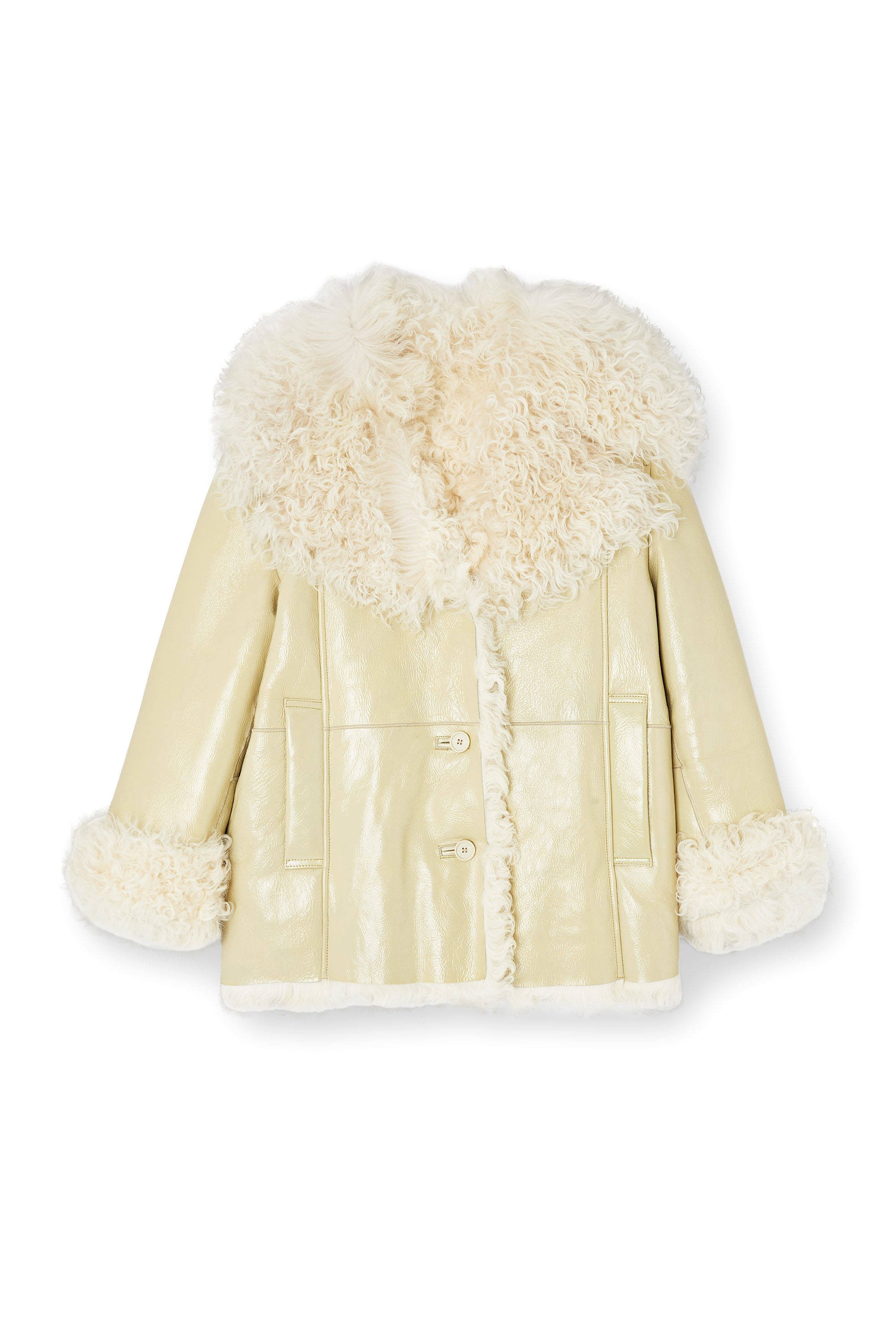 Diesel - L-ACONIC, Veste en shearling verni Femme in Beige - 3