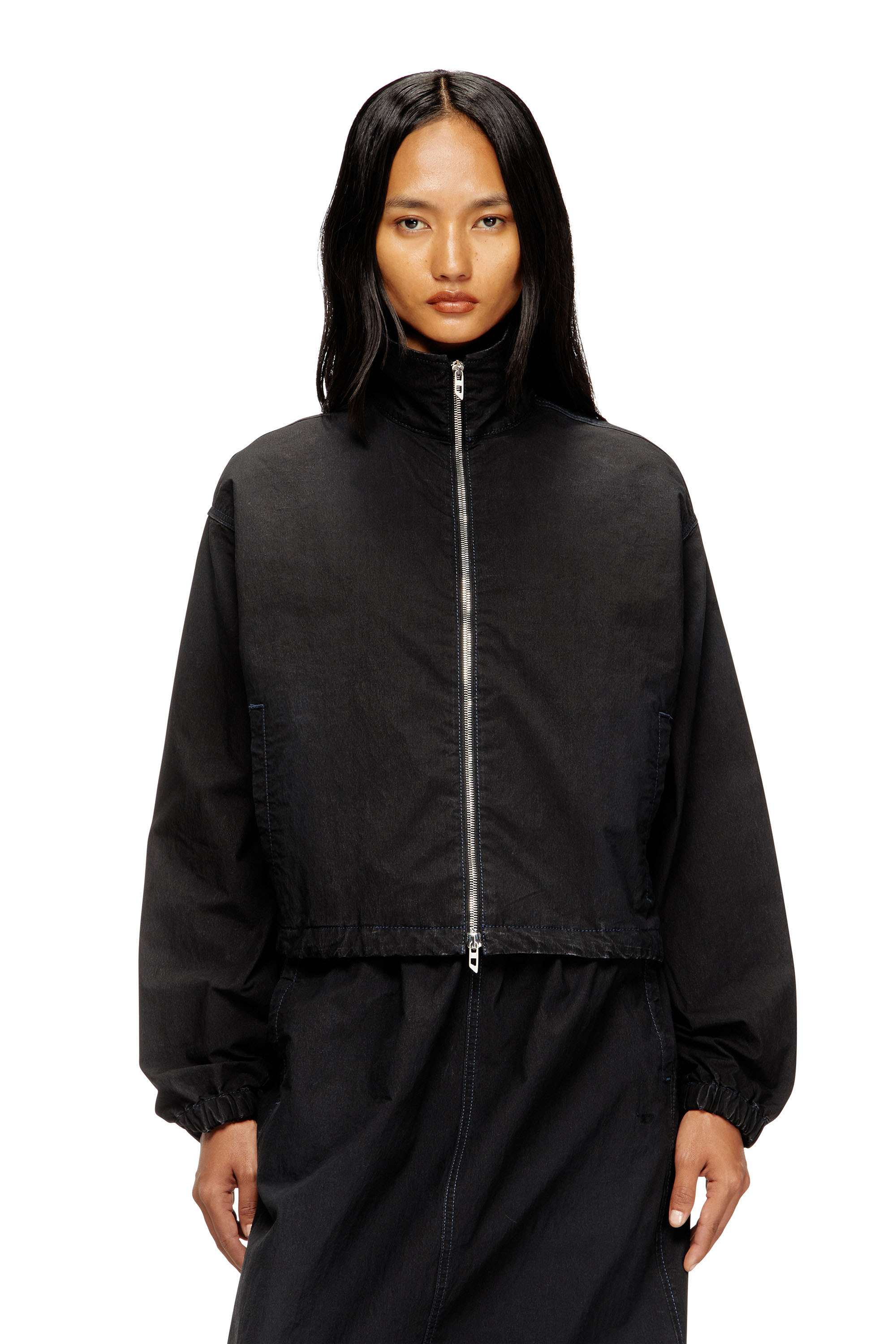 Diesel - DE-SANDERZ JOGG, Veste technique à col montant en tissu JoggJeans Femme in Noir - 1