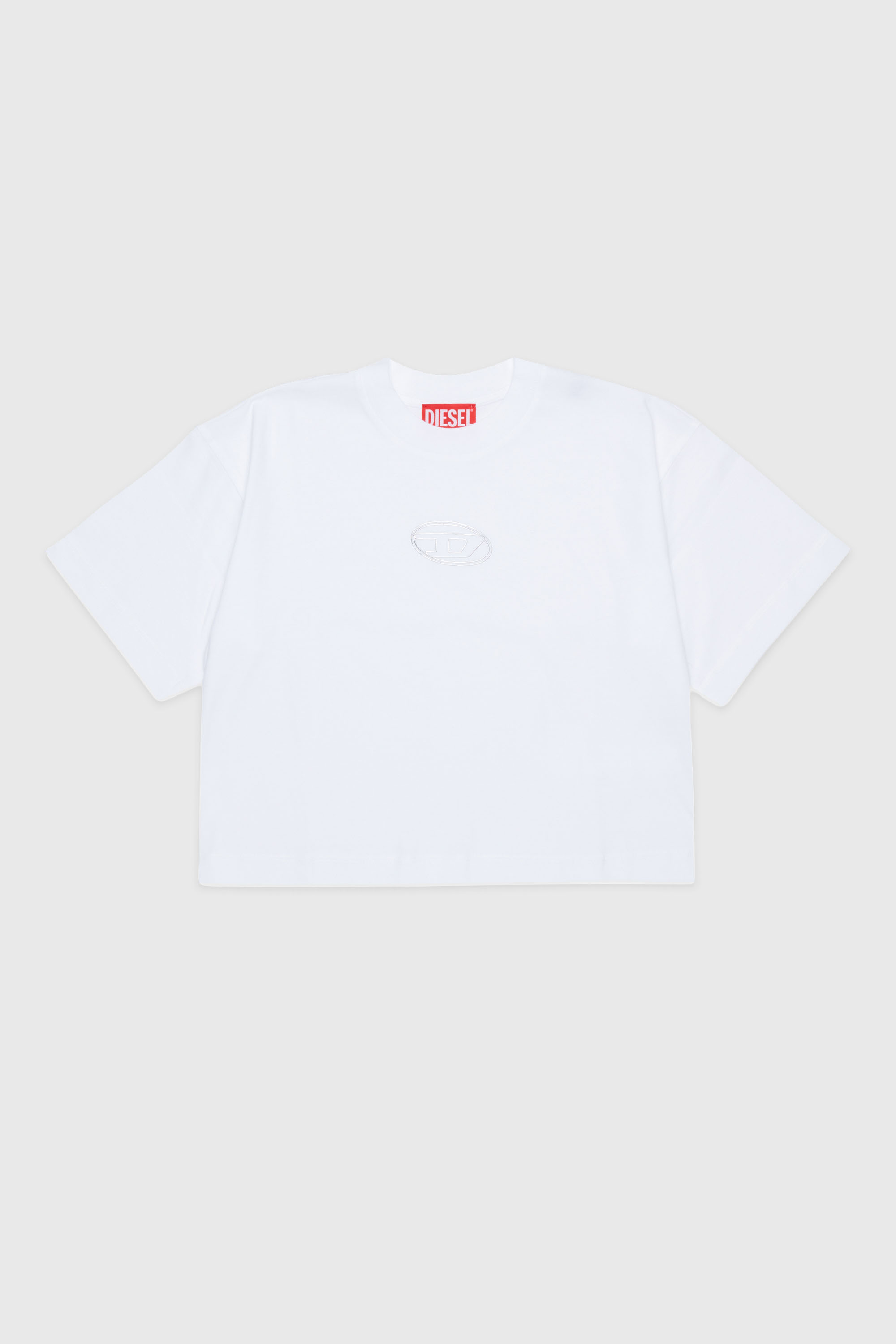 Diesel - TLIXIN, T-shirt cropped avec logo Oval D Femme in Blanc - 1