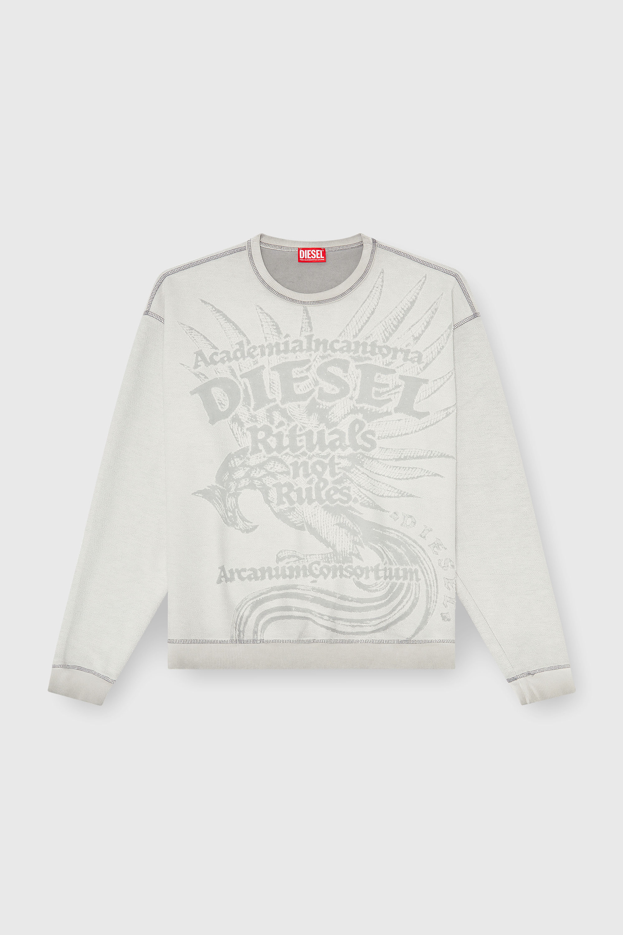Diesel - S-ARON-RAW, Sweat-shirt avec imprim&eacute; d&eacute;vor&eacute; Homme in Gris - 2