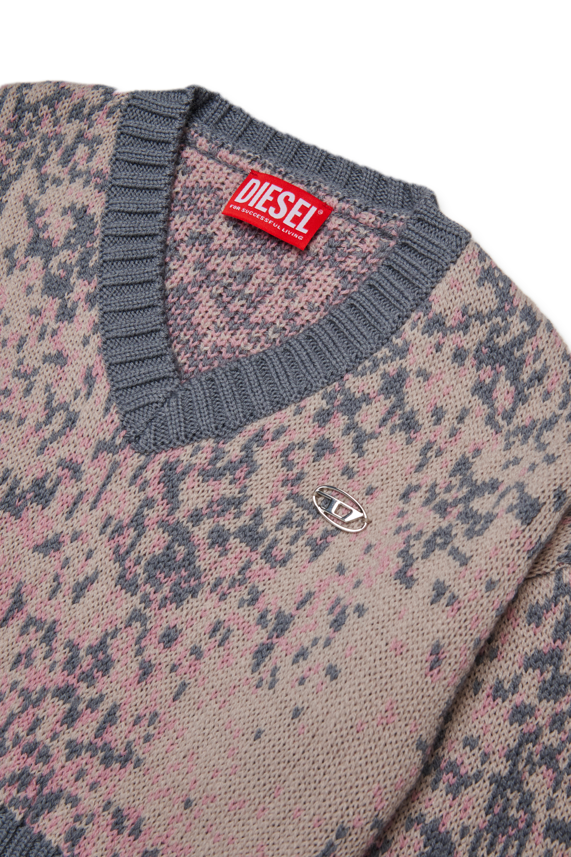 Diesel - KMRENZA, Pull en laine avec col en V Femme in Rose - 3