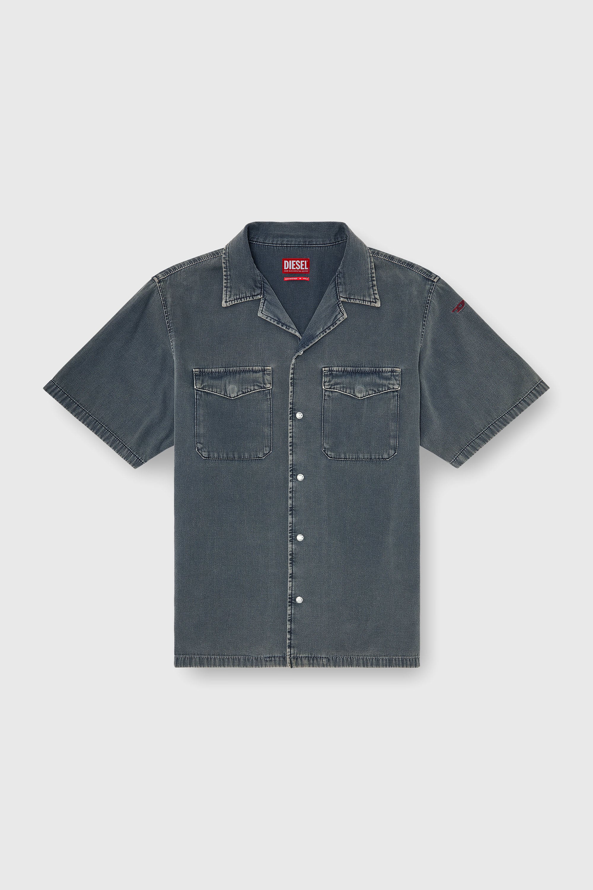 Diesel - D-NABIL-P, Chemise bowling en denim color&eacute; Homme in Gris - 2