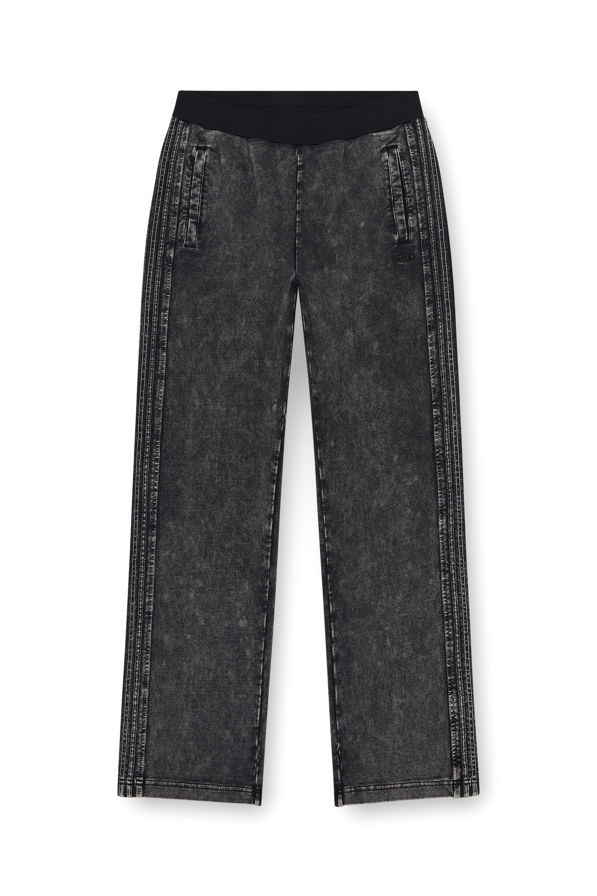 Diesel - P-ALT, Pantalon de jogging effet denim avec bandes lat&eacute;rales Homme in Noir - 2
