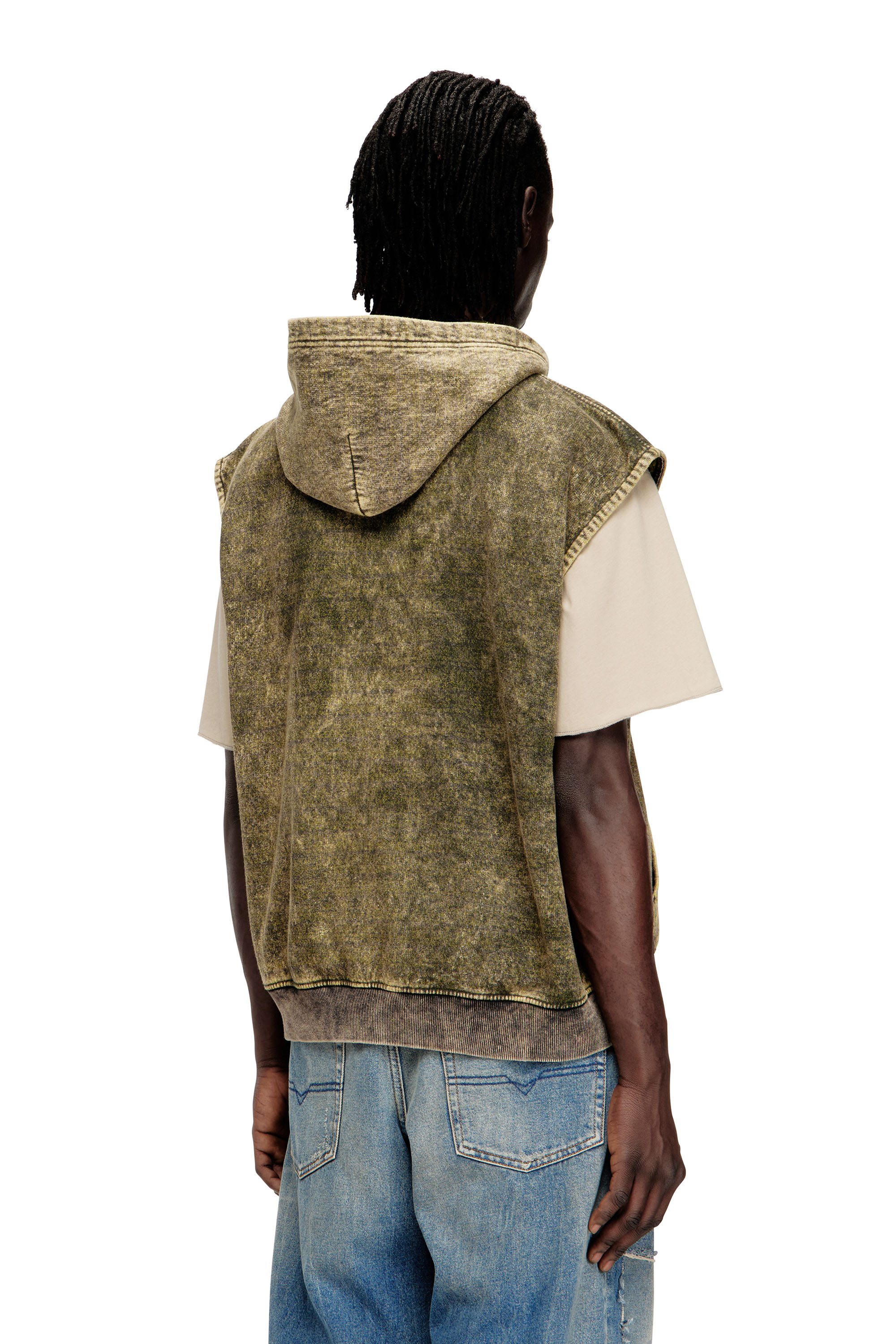 Diesel - S-BOXT-SL-ZIP, Sweat à capuche avec effet délavé et logo Diesel Homme in ToBeDefined - 4