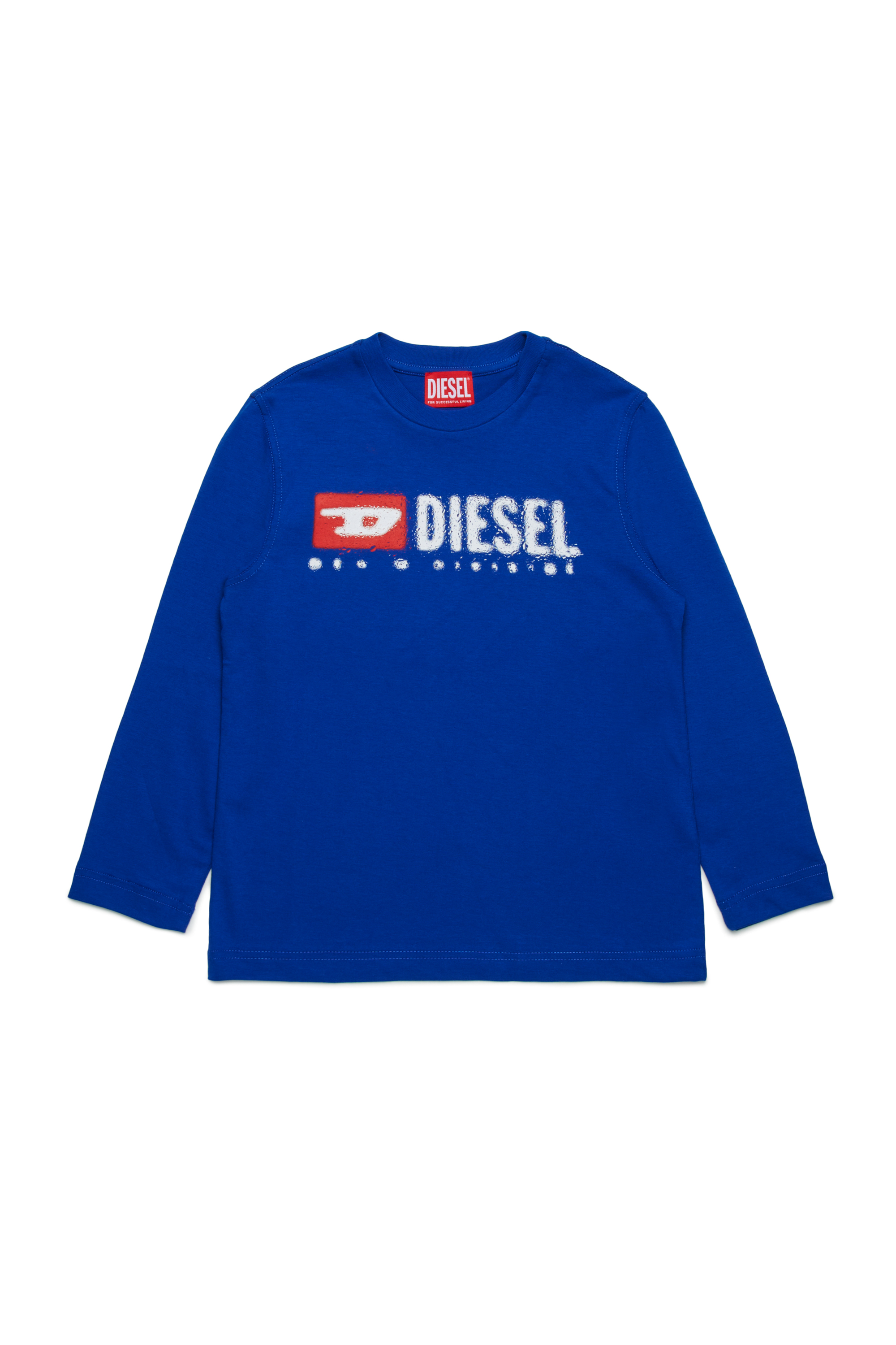 Diesel - TDROPS, T-shirt ras du cou en coton avec logo imprimé Homme in Bleu - 1