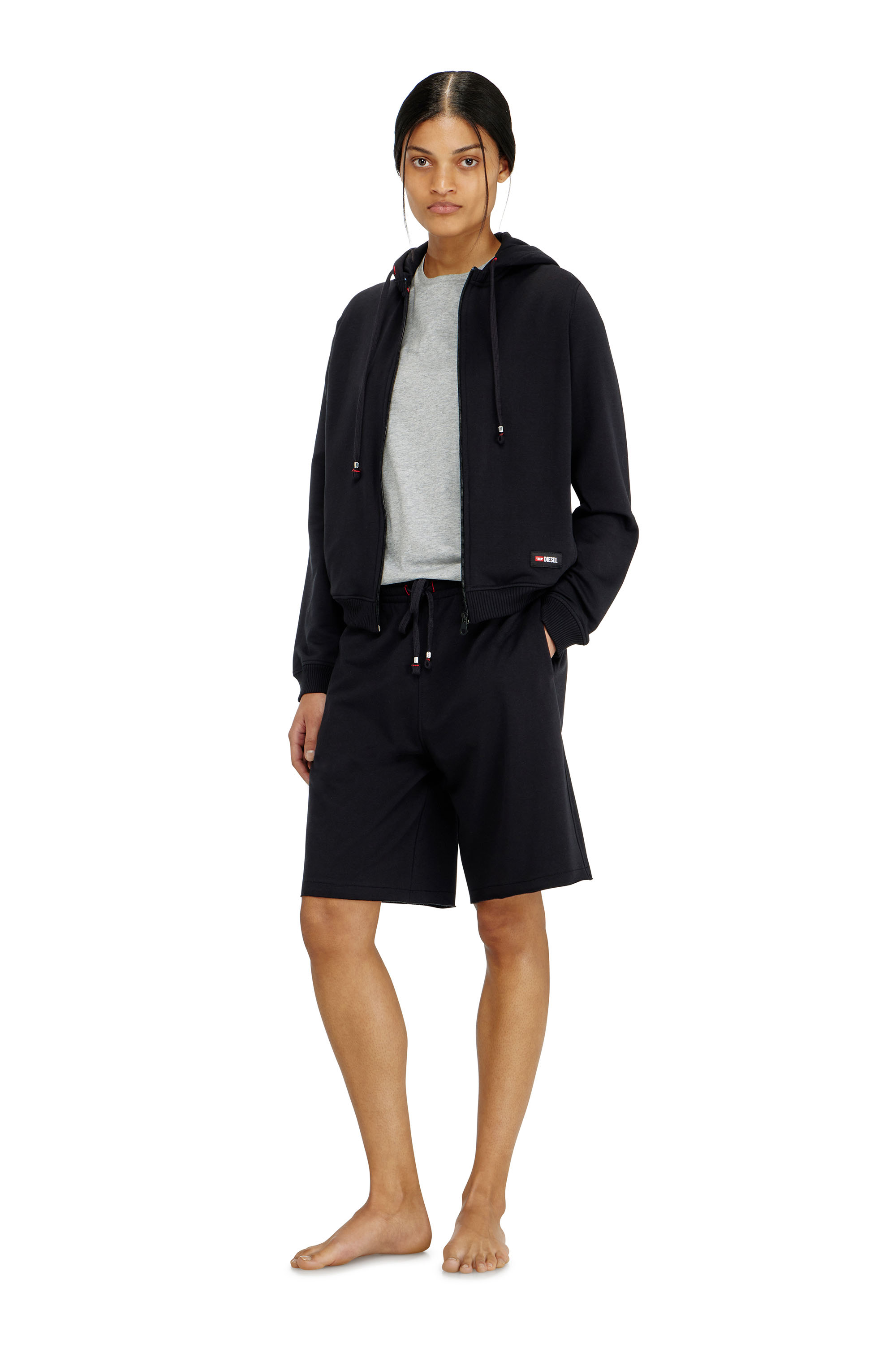 Diesel - HARRIET-D-CORE, Sweat &agrave; capuche en m&eacute;lange de coton gratt&eacute; Femme in Noir - 1