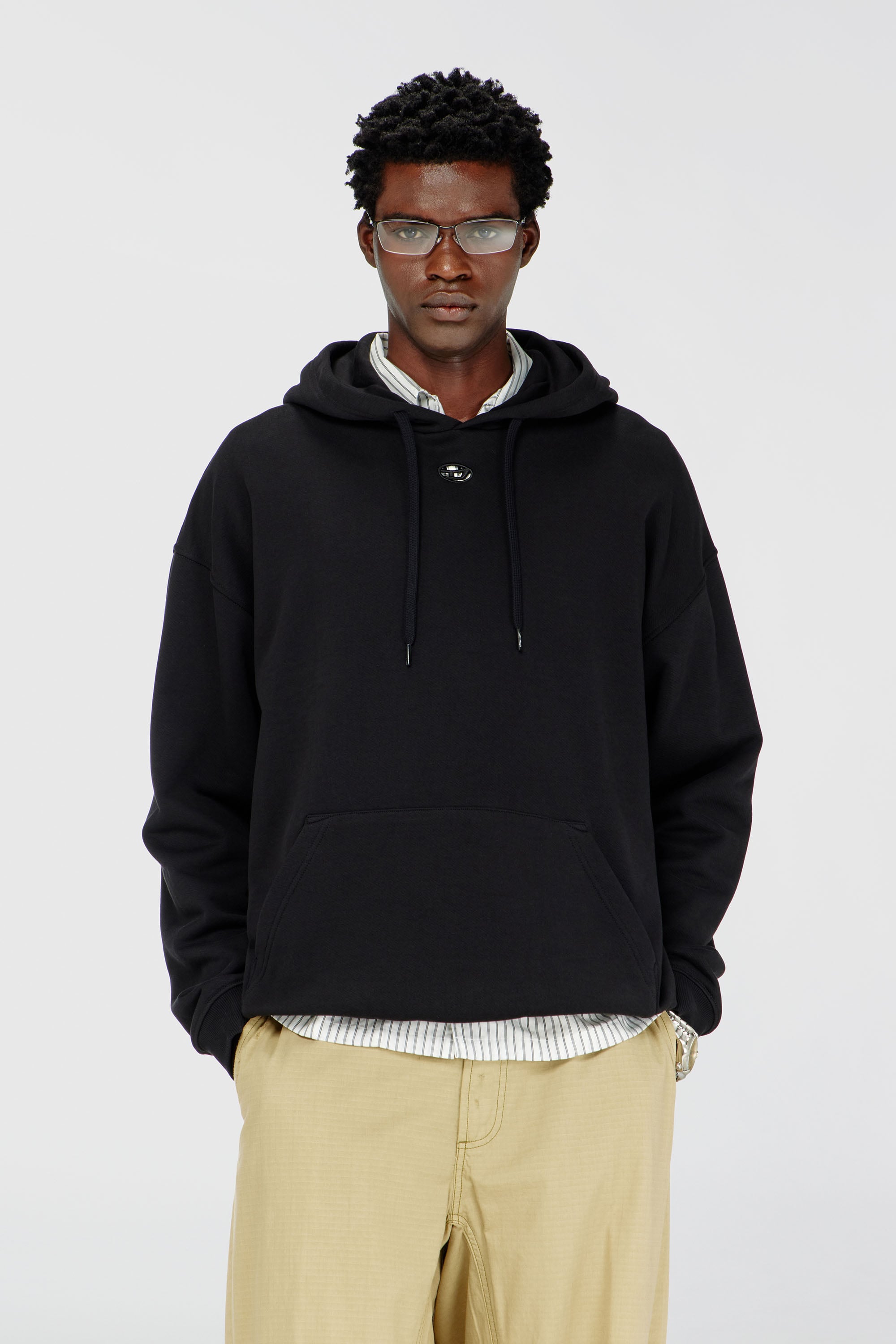 Diesel - S-BOXT-HOOD-DCO, Sweat &agrave; coupe d&eacute;contract&eacute;e avec poche kangourou Homme in Noir - 3