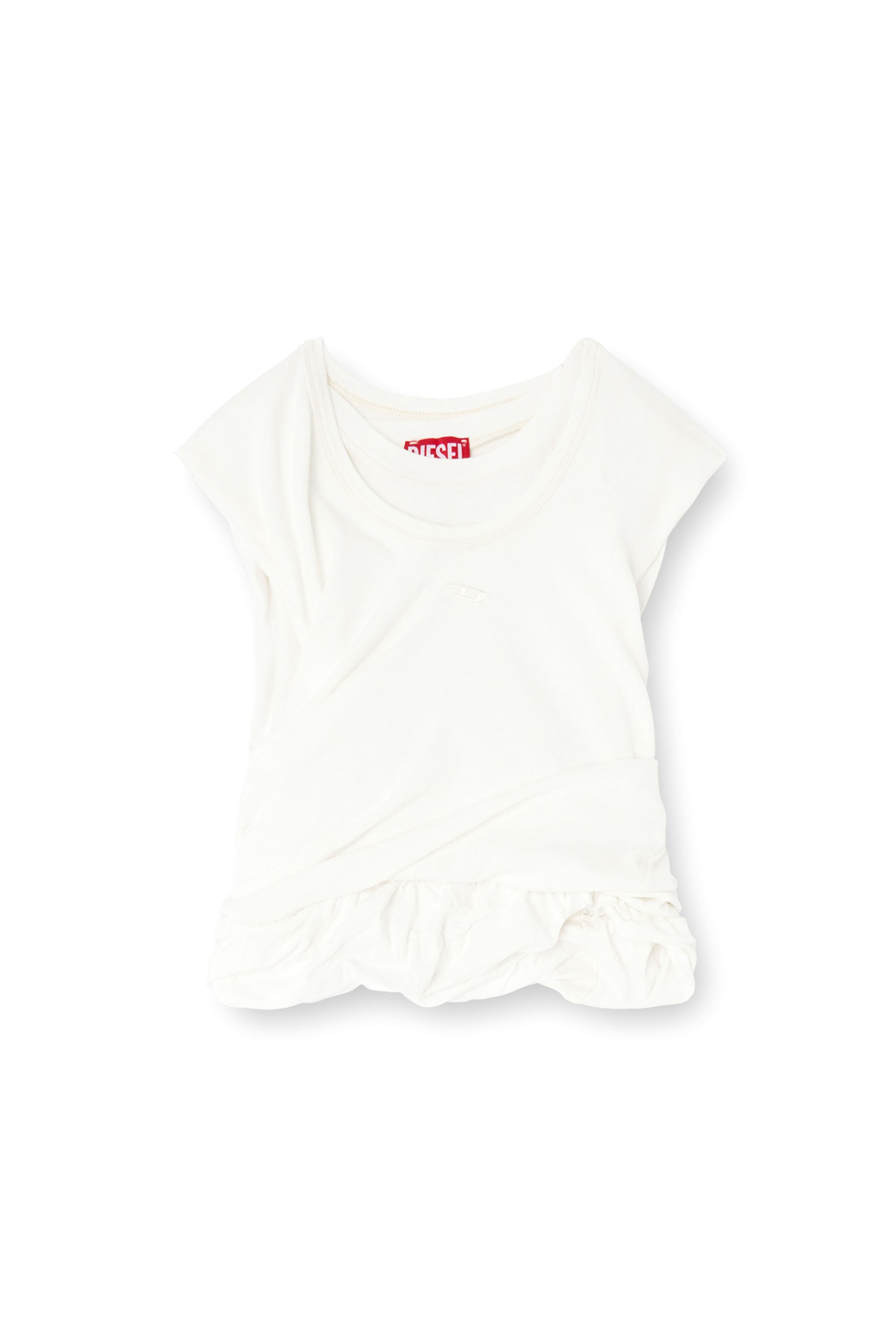 Diesel - T-WISHER-RIB-PL, D&eacute;bardeur fronc&eacute; en jersey double &eacute;paisseur Femme in Blanc - 4