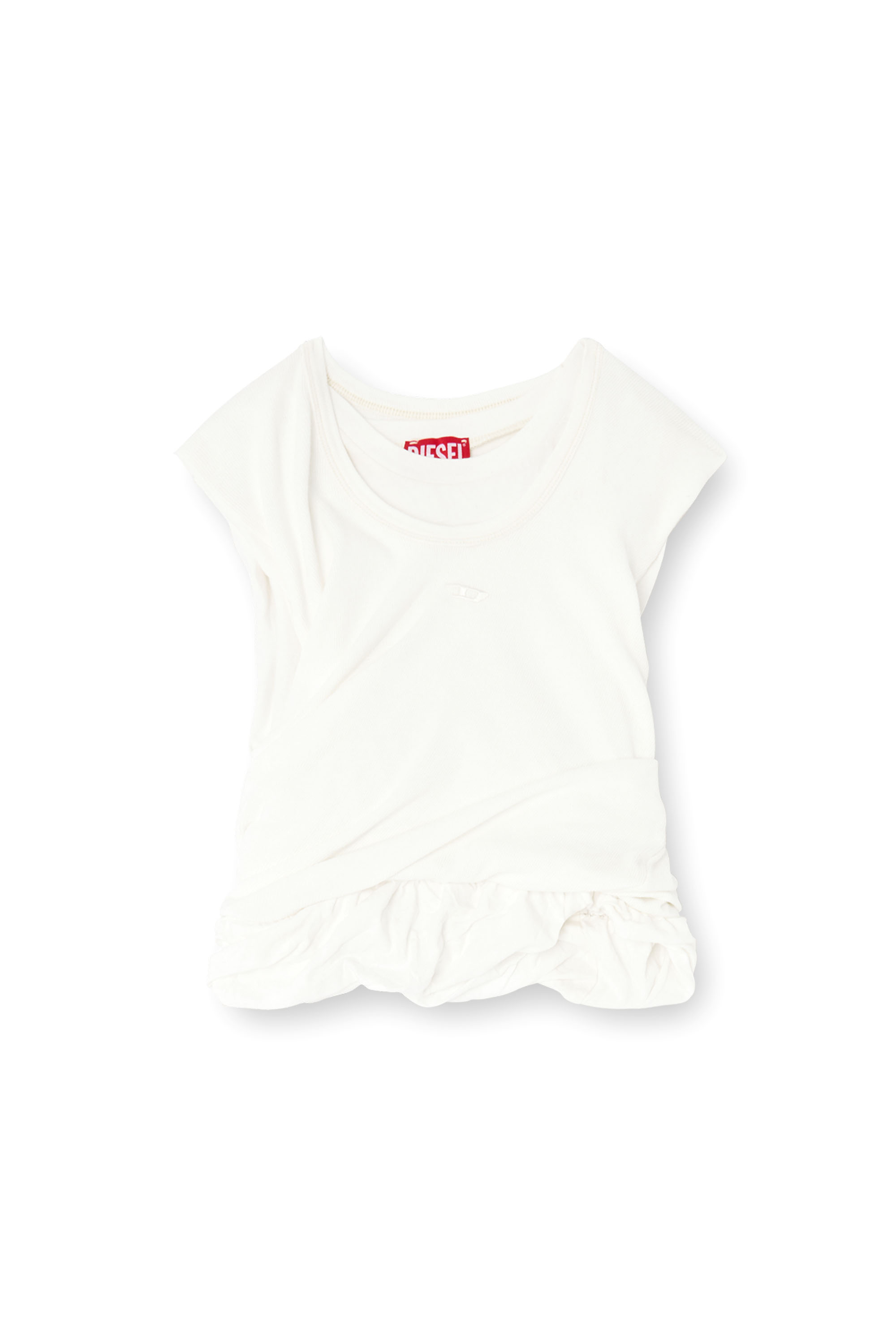 Diesel - T-WISHER-RIB-PL, D&eacute;bardeur fronc&eacute; en jersey double &eacute;paisseur Femme in Blanc - 2