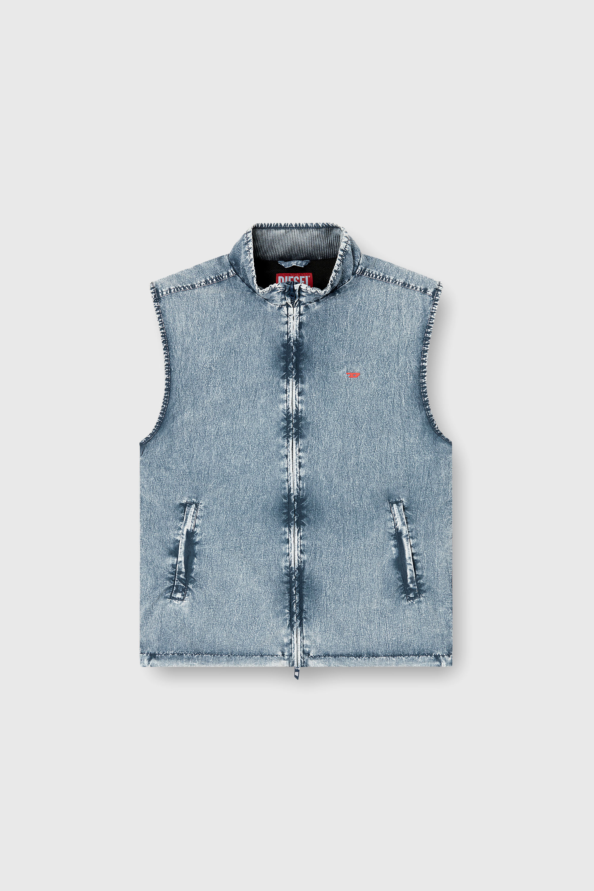 Diesel - J-ERB, Gilet en taslan de nylon recycl&eacute; Homme in Bleu - 2