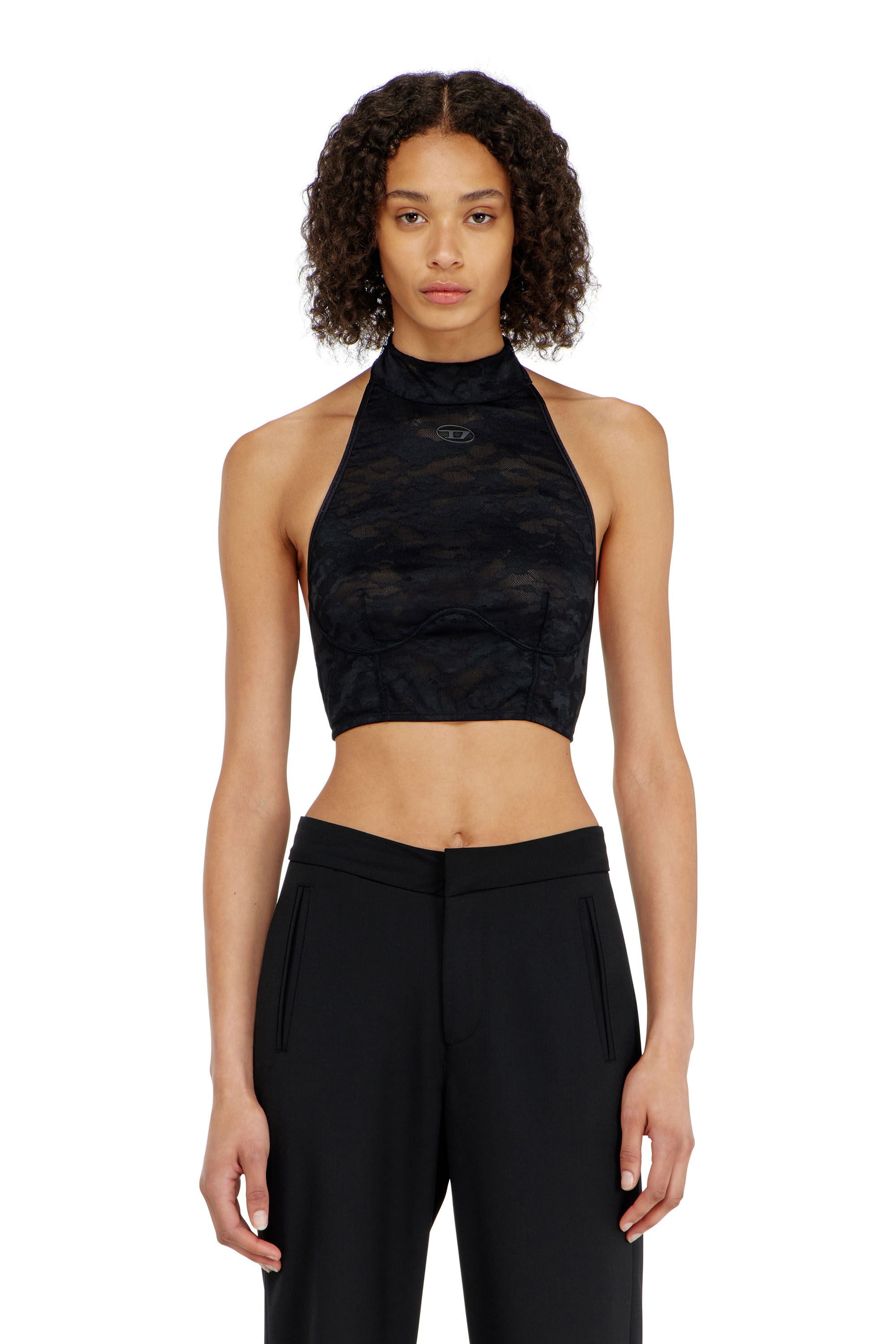 Diesel - MARCIA-UTLT, Soutien-gorge en dentelle &agrave; col licou Femme in Noir - 2