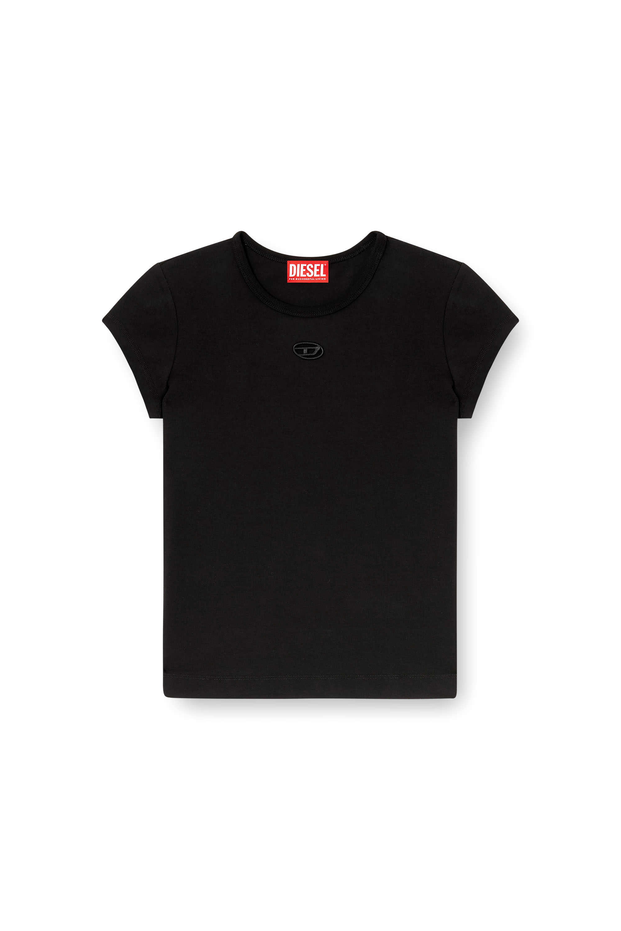 Diesel - T-ANGIE-OD, T-shirt avec logo découpé brodé Femme in Noir - 3