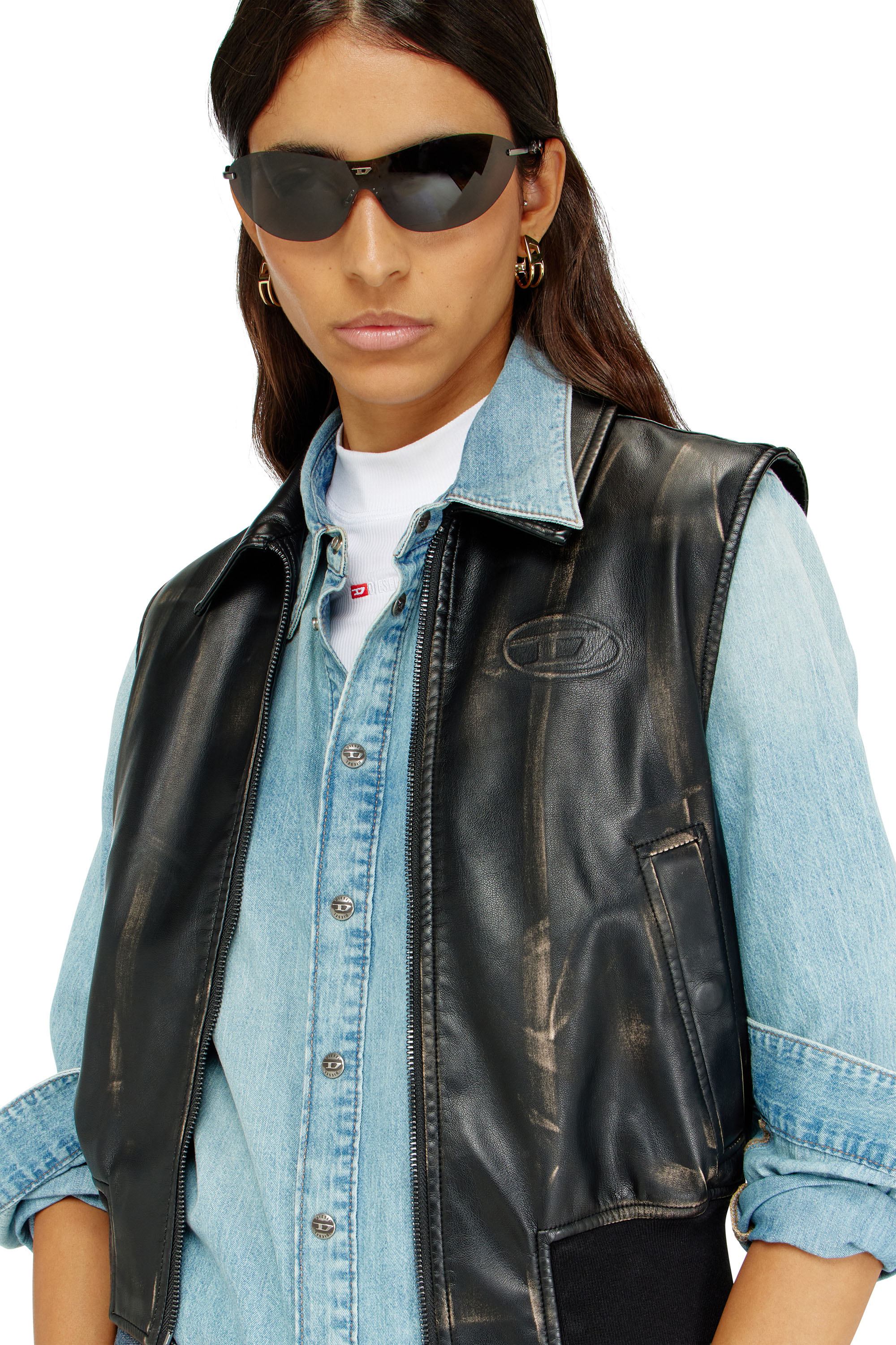 Diesel - G-INKO, Veste bomber avec effet us&eacute; Femme in Marron - 5
