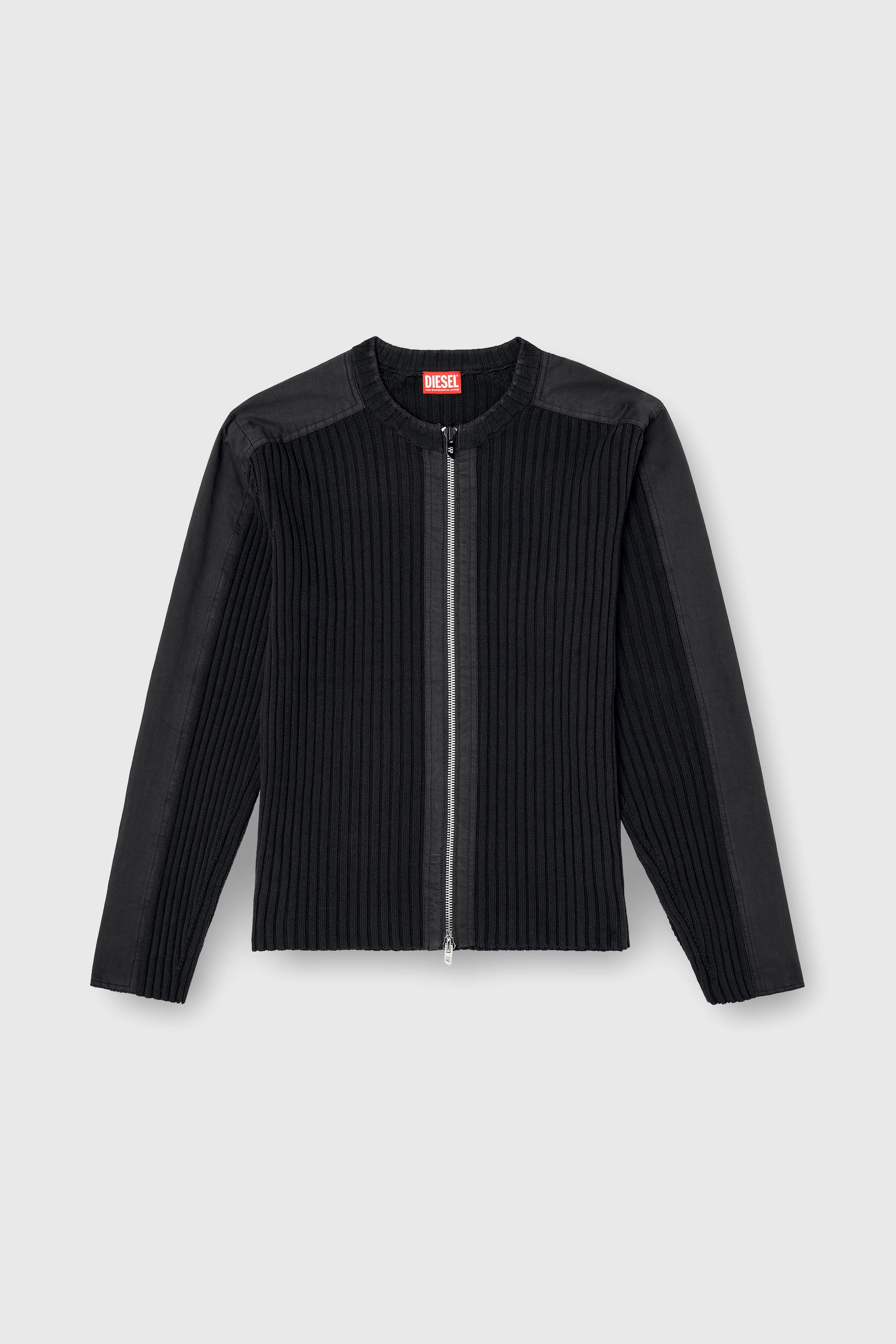 Diesel - K-MATTY, Cardigan zipp&eacute; avec empi&egrave;cements utilitaires Homme in Noir - 2
