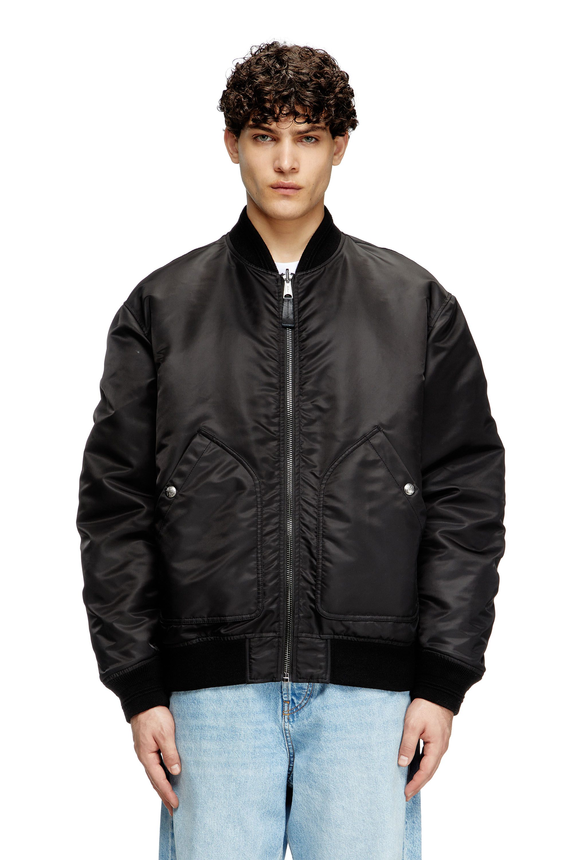 Diesel - J-HELD, Veste bomber en nylon rembourré avec Oval D Homme in Noir - 3
