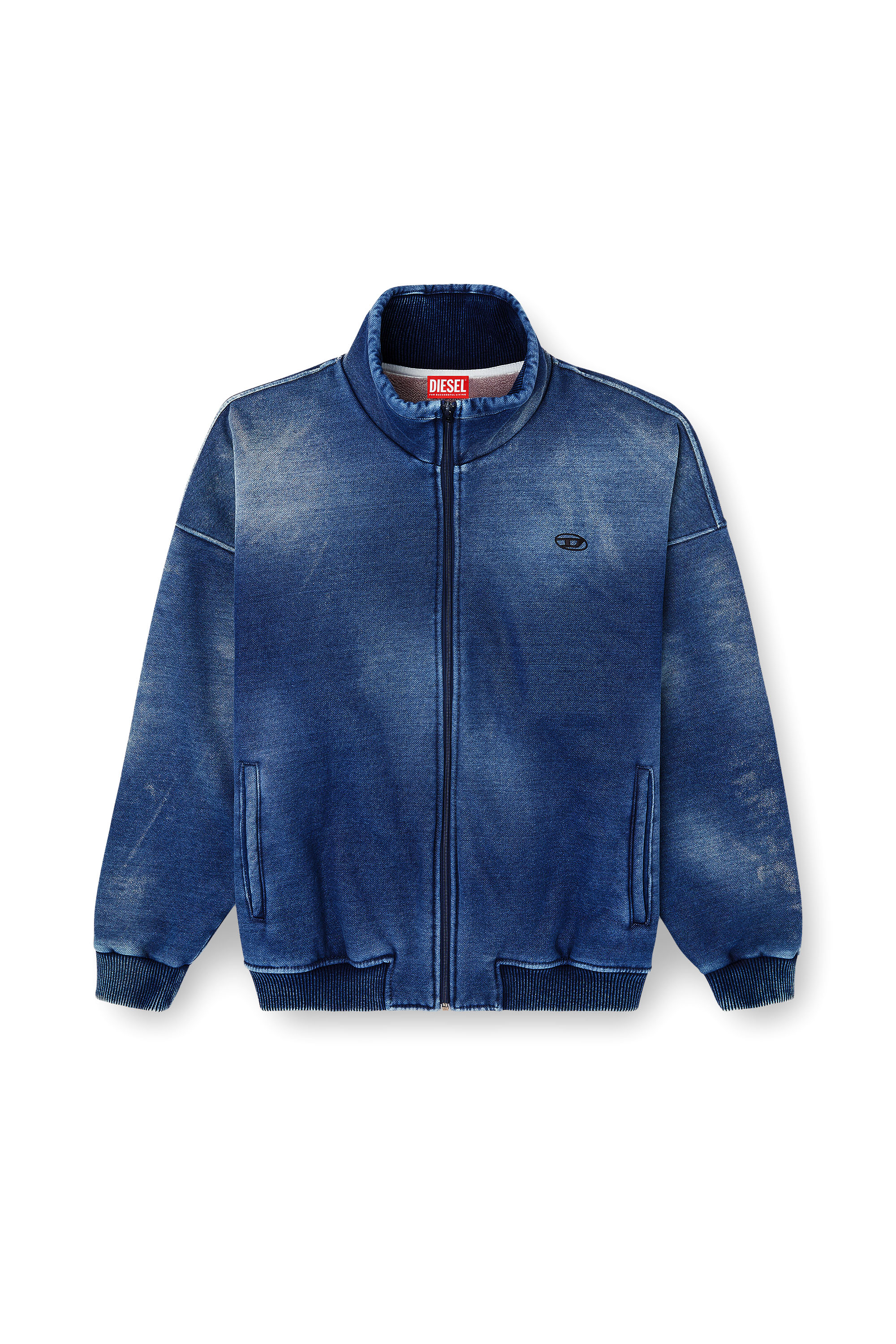 Diesel - S-BATEL-V1, Veste zippée effet denim doublée teddy Homme in ToBeDefined - 3