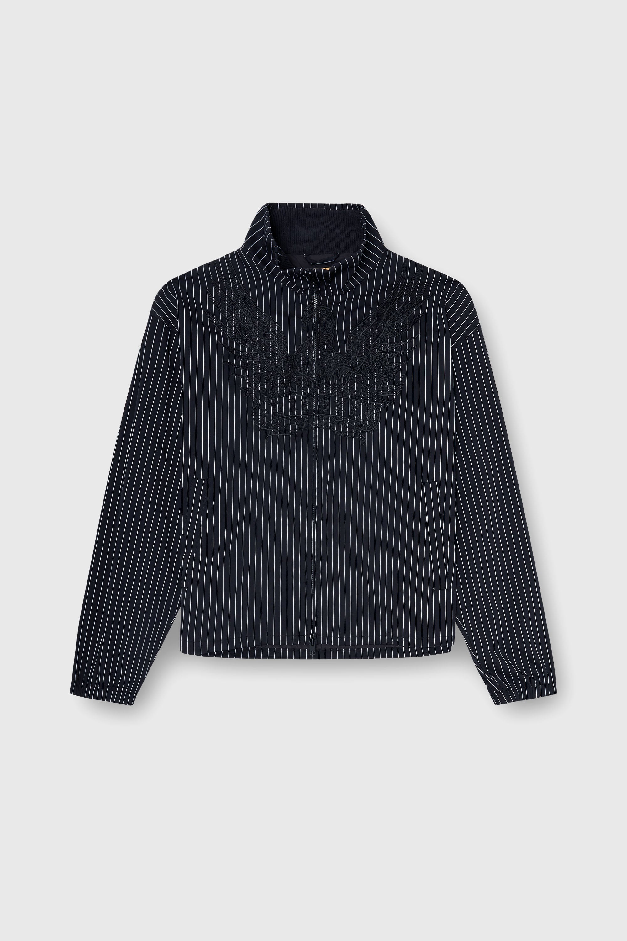 Diesel - J-CORSAR-NJCA, Veste en nylon &agrave; rayures avec broderie Phoenix Homme in Noir - 2
