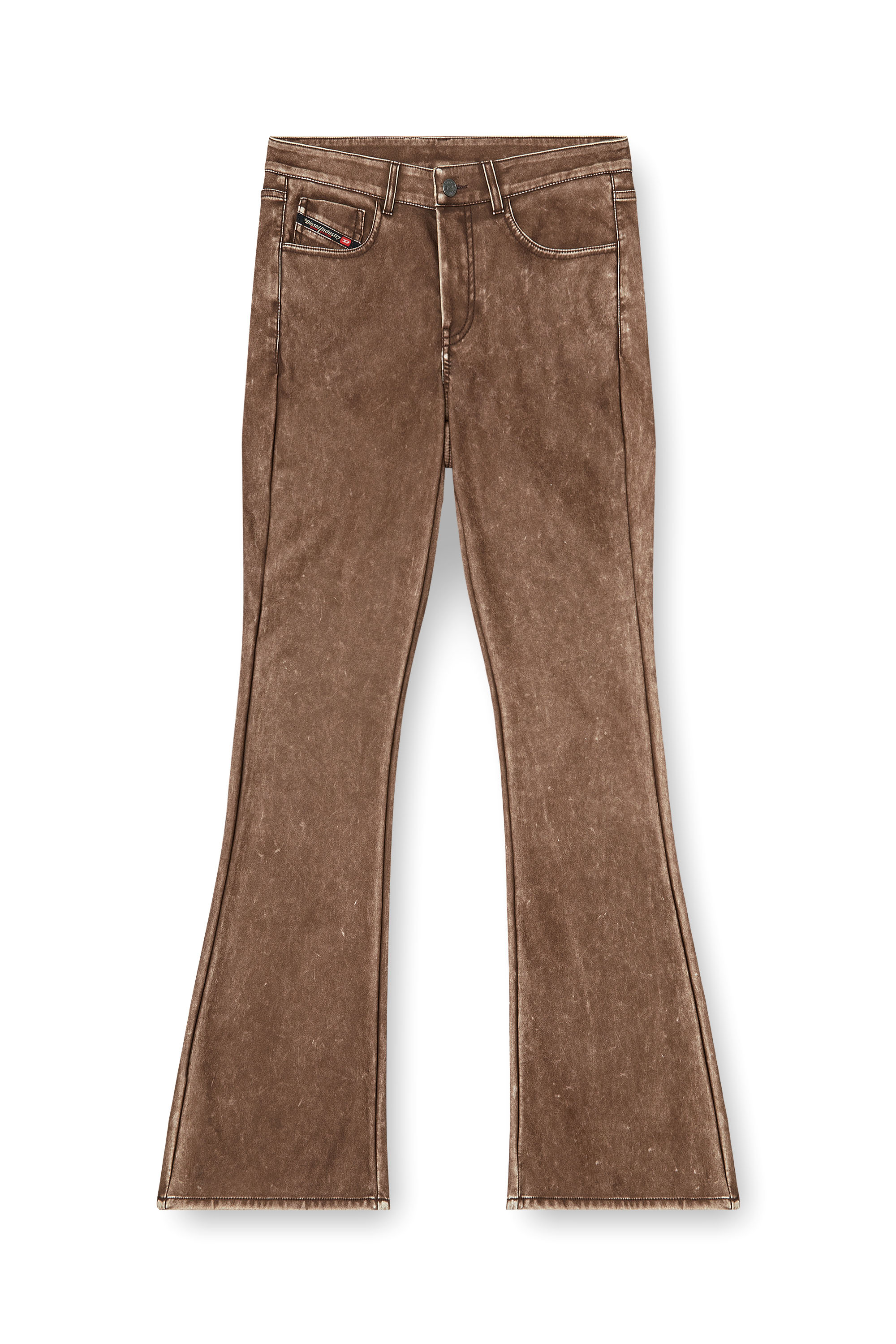 Diesel - P-STELLAR-S1, Pantalon bootcut en tissu enduit trait&eacute; Femme in Marron - 4
