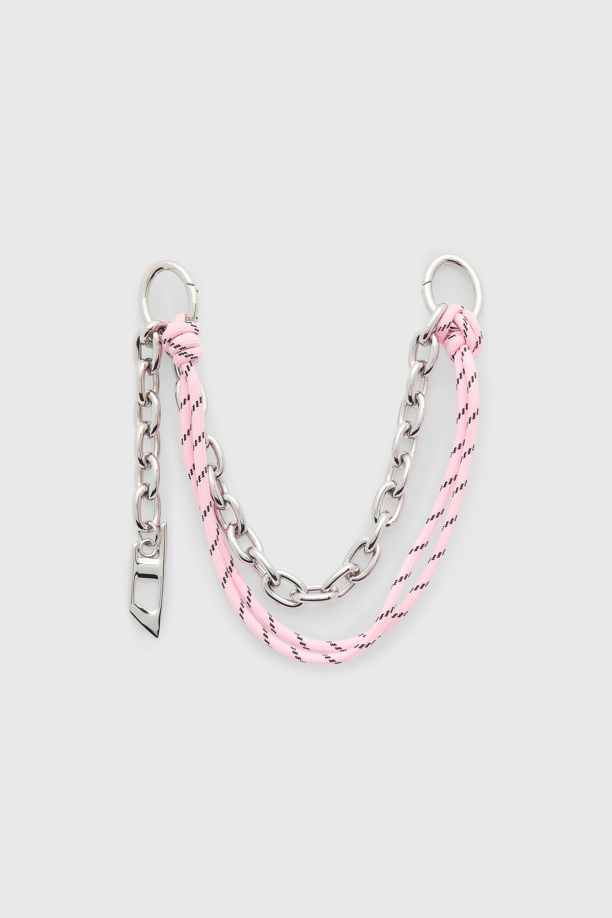 Diesel - CHAIN-D M, Breloque en m&eacute;tal avec cha&icirc;ne et d&eacute;tail corde Femme in Gris argent&eacute; - 1