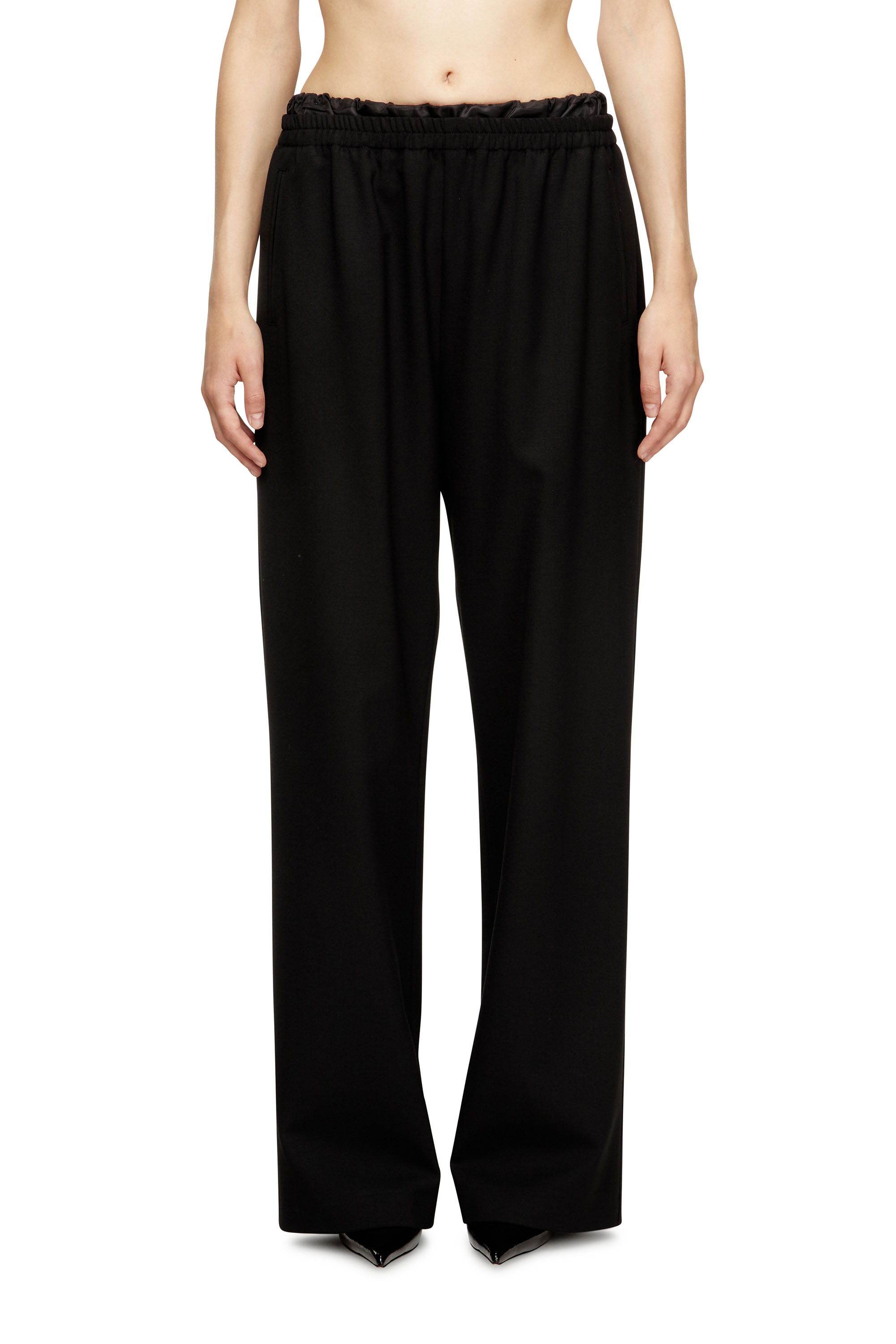 Diesel - P-YRITE-R2, Pantalons en laine avec cordon de serrage Femme in Noir - 1