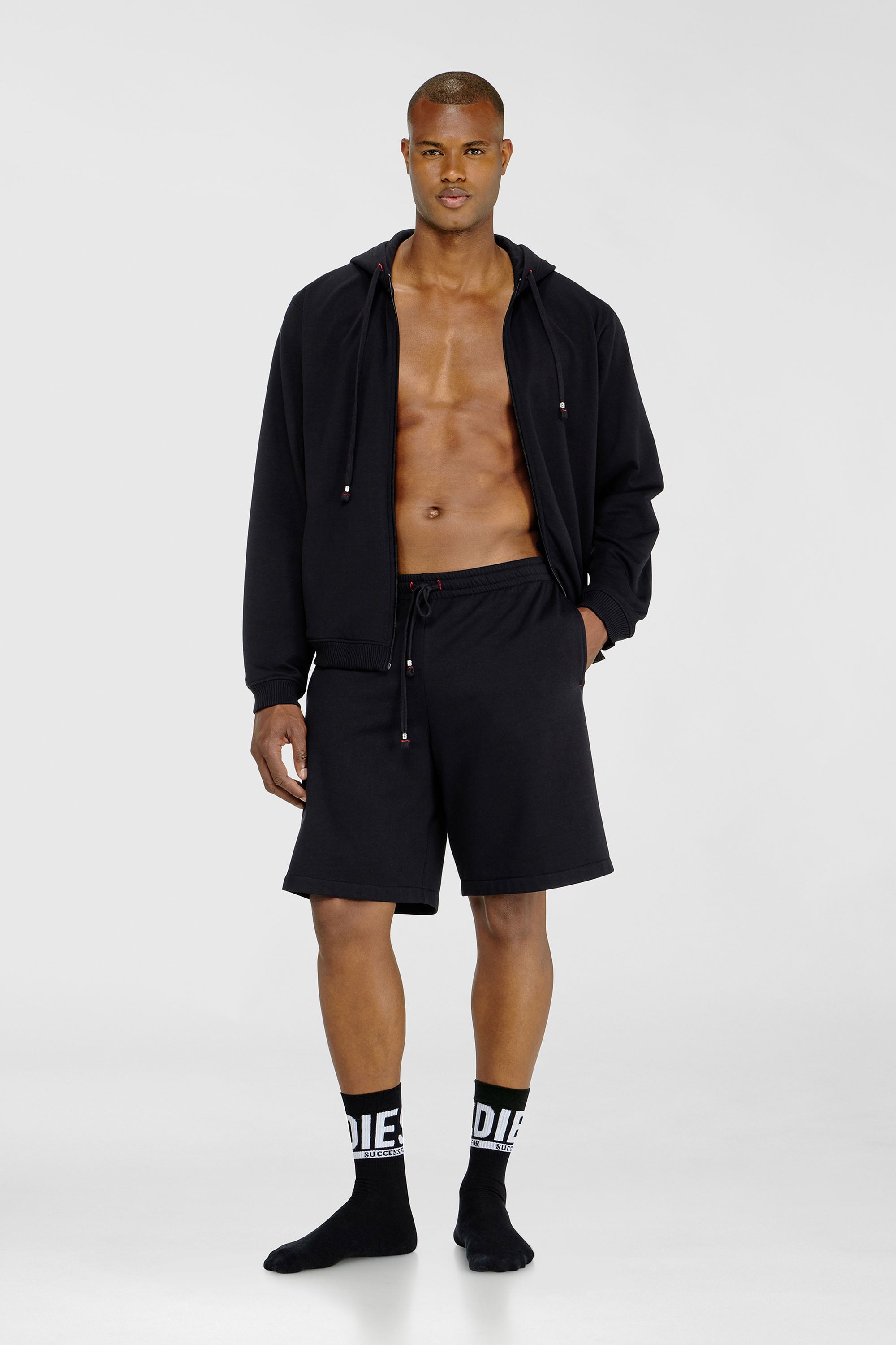 Diesel - LUCAS-D-CORE, Short en m&eacute;lange de coton gratt&eacute; Homme in Noir - 2