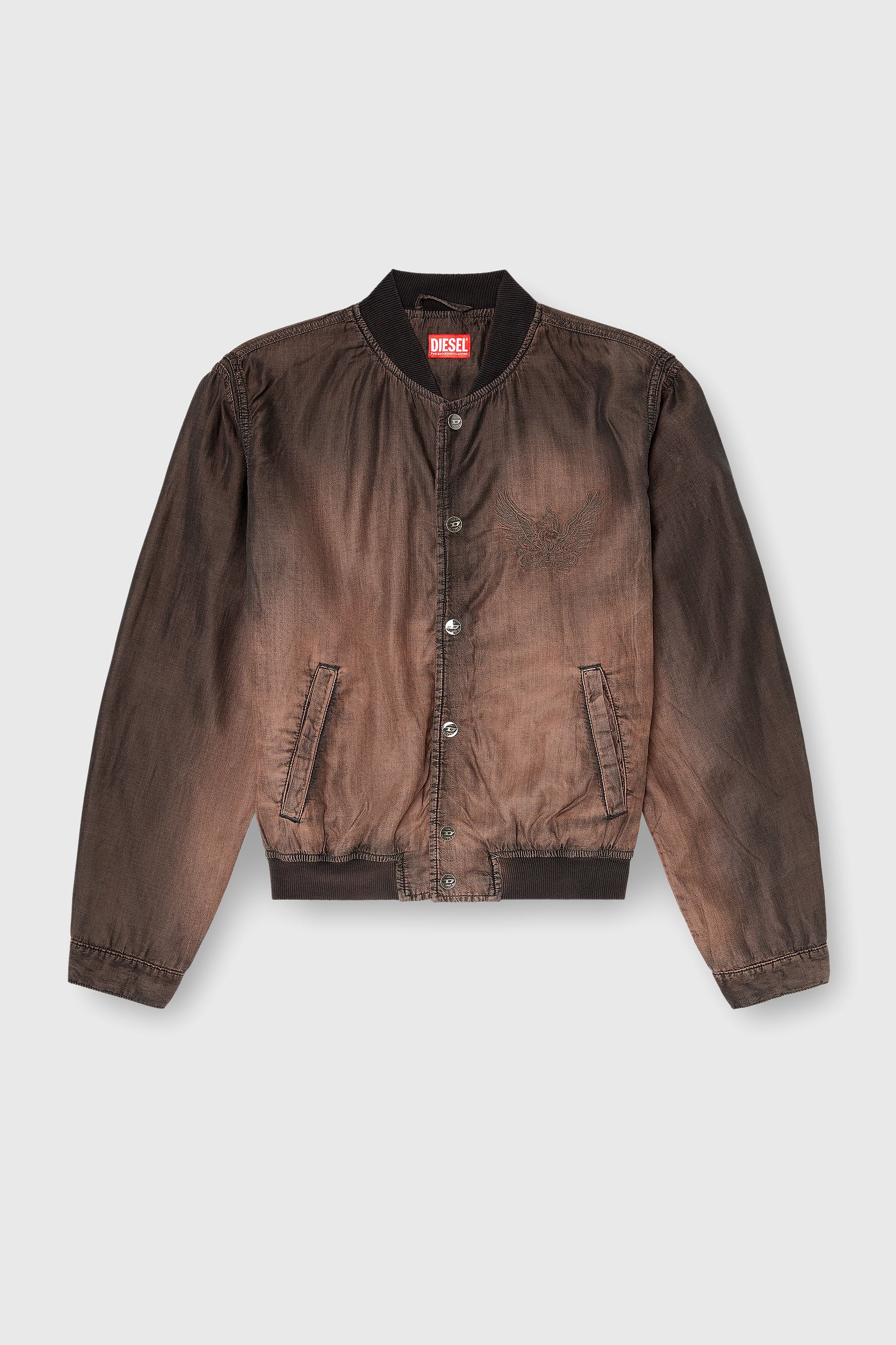 Diesel - D-BELMOR-S, Blouson bomber en denim enduit fluide Homme in Marron - 2