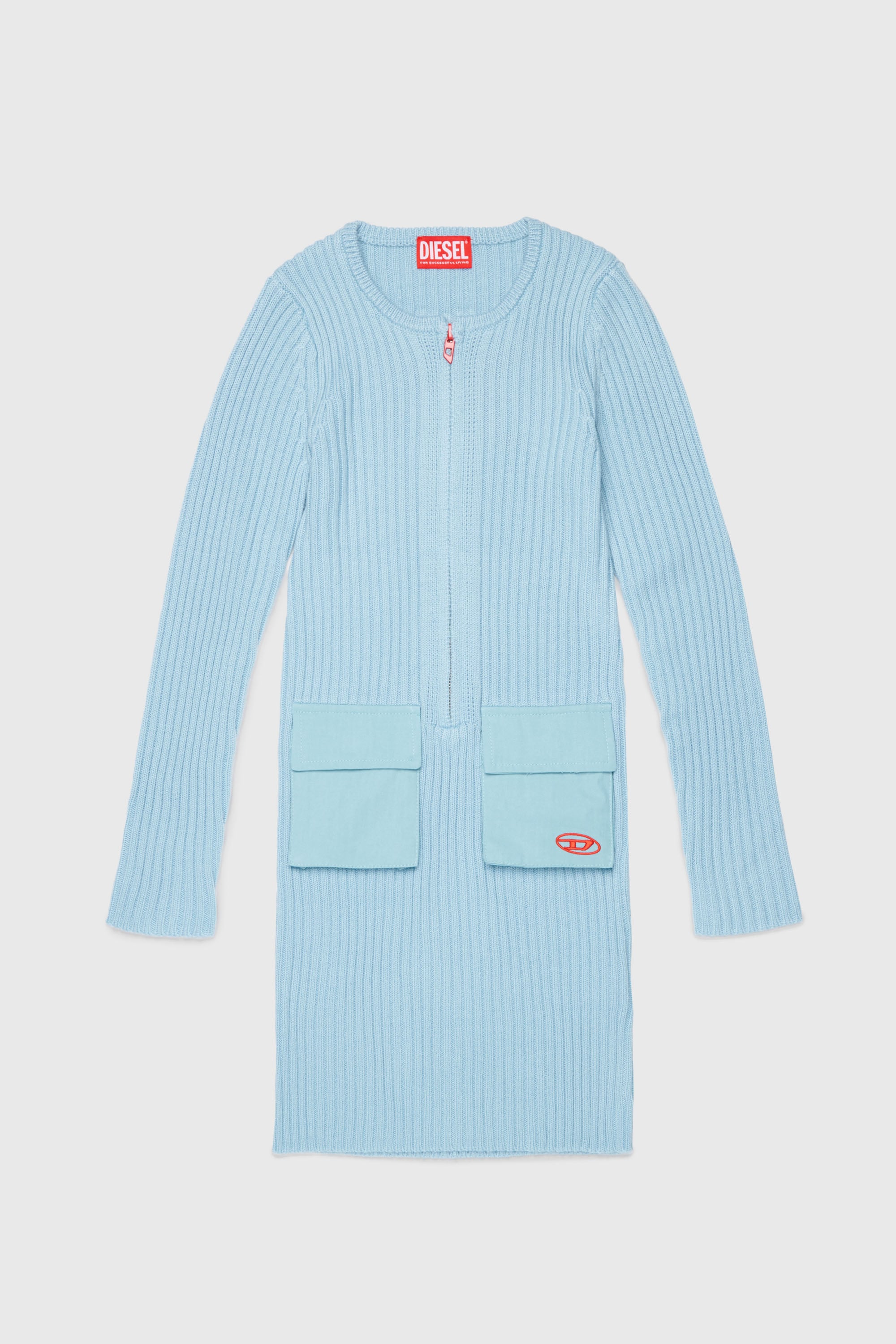 Diesel - DAMMY, Robe midi en maille c&ocirc;tel&eacute;e avec poches utility Femme in ToBeDefined - 1