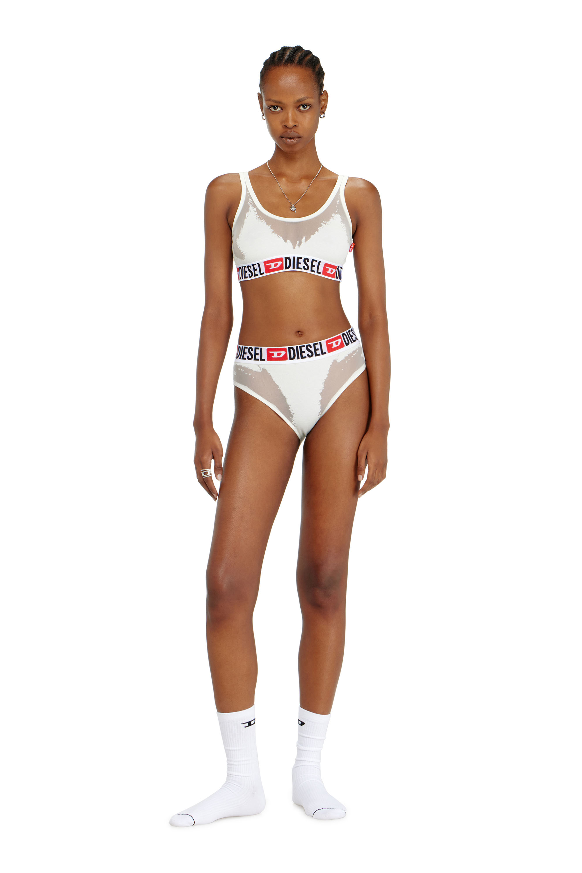 Diesel - PR-ORIBA-D-CORE, Bralette avec effet d&eacute;vor&eacute; transparent Femme in Blanc - 3