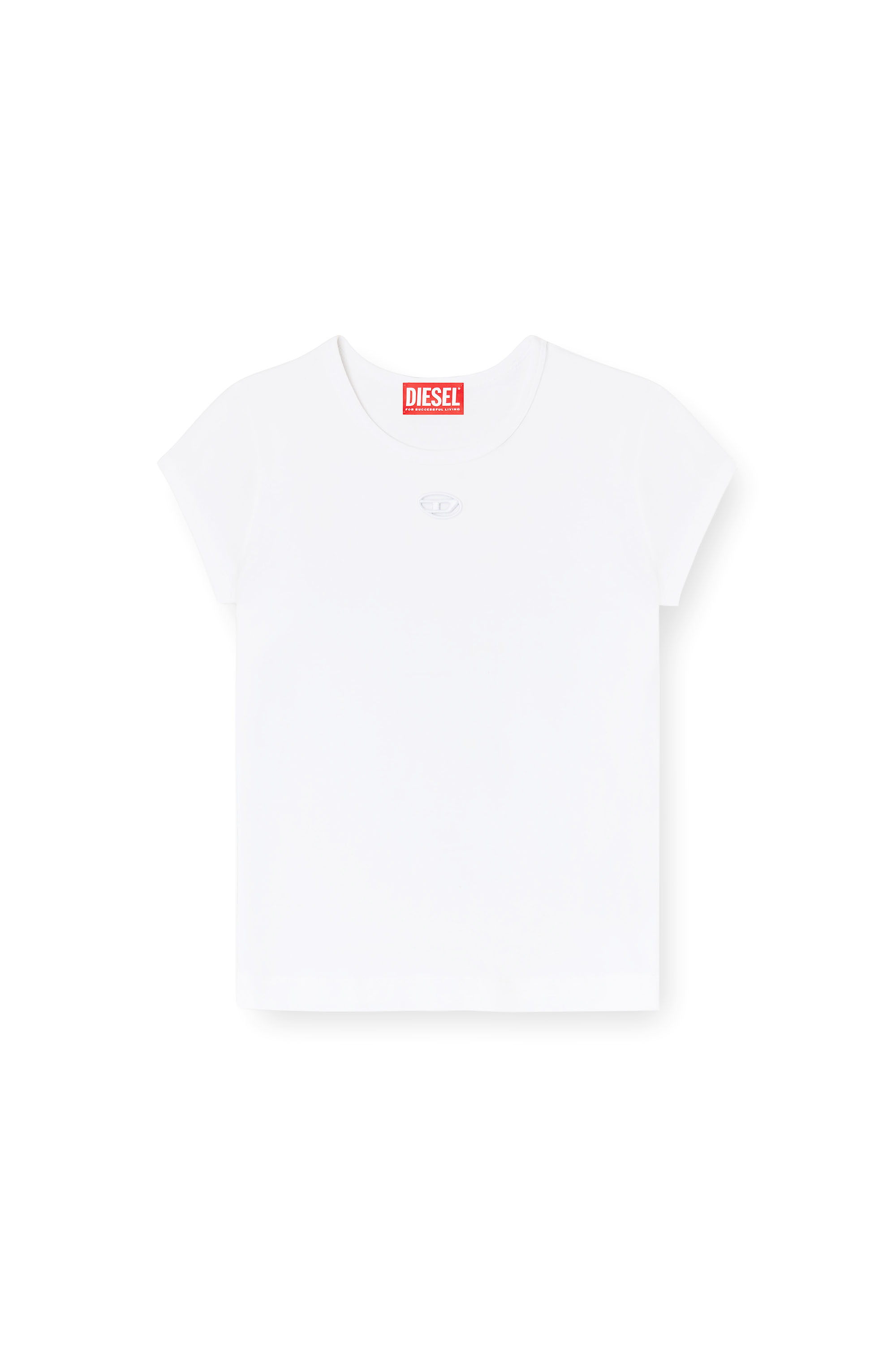 Diesel - T-ANGIE-OD, T-shirt avec logo d&eacute;coup&eacute; brod&eacute; Femme in Blanc - 2