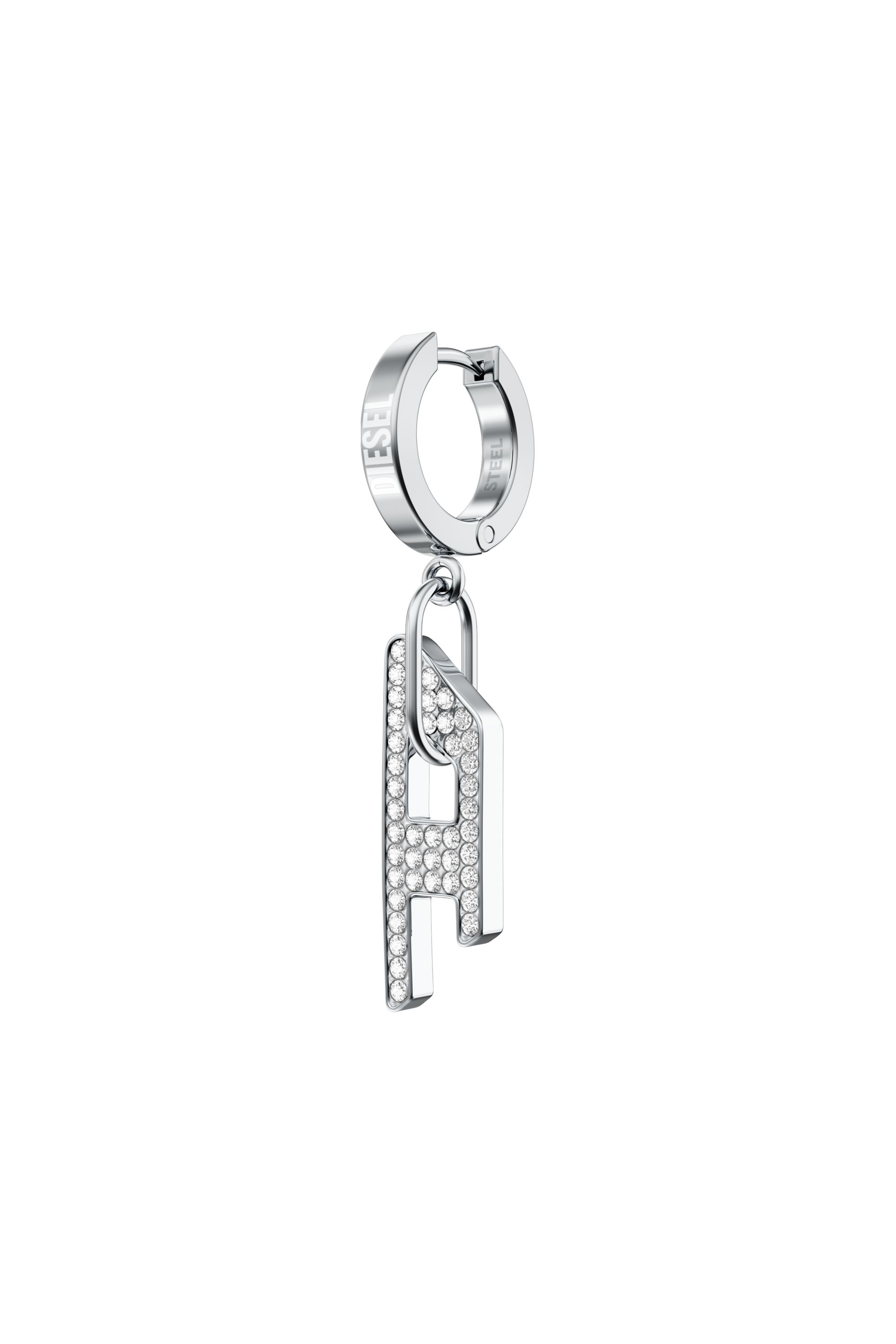 Diesel - DX1706040 JEWELLERY, Boucles d&rsquo;oreilles pendantes en acier inoxydable Mixte in Gris argent&eacute; - 1