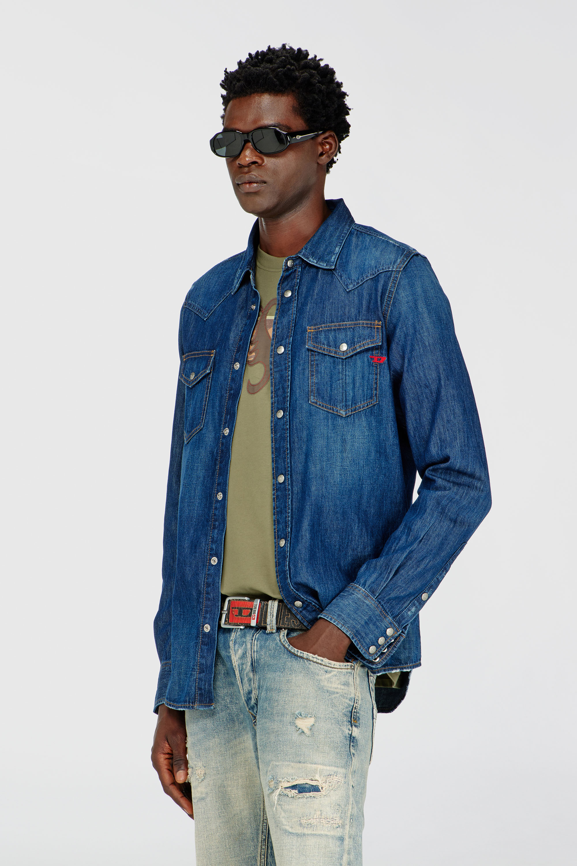 Diesel - D-VEGA, Surchemise en denim Homme in Bleu - 2