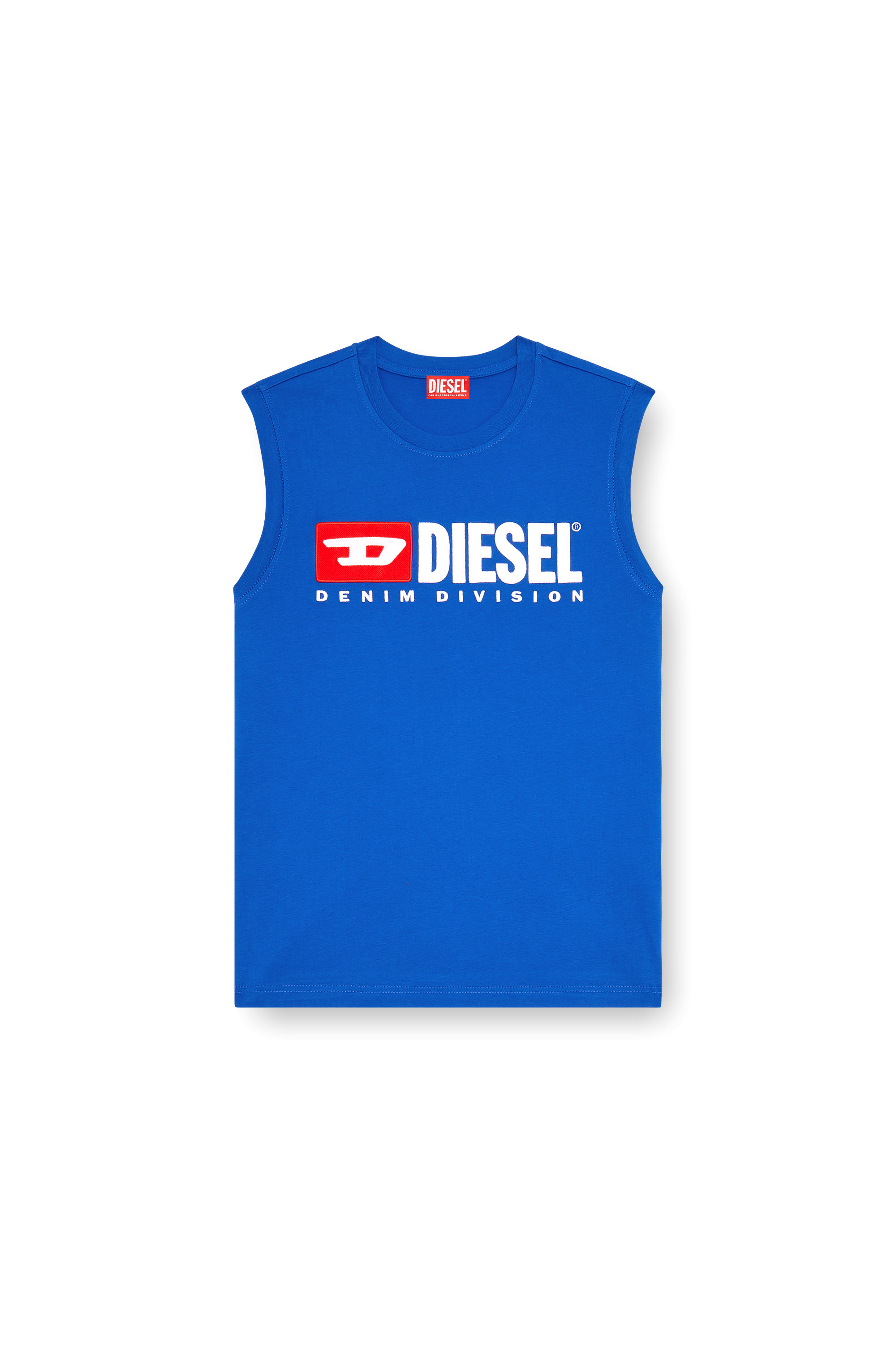 Diesel - T-ISCO-DIV, Man Tank top with chest logo print in Blue - Image 3