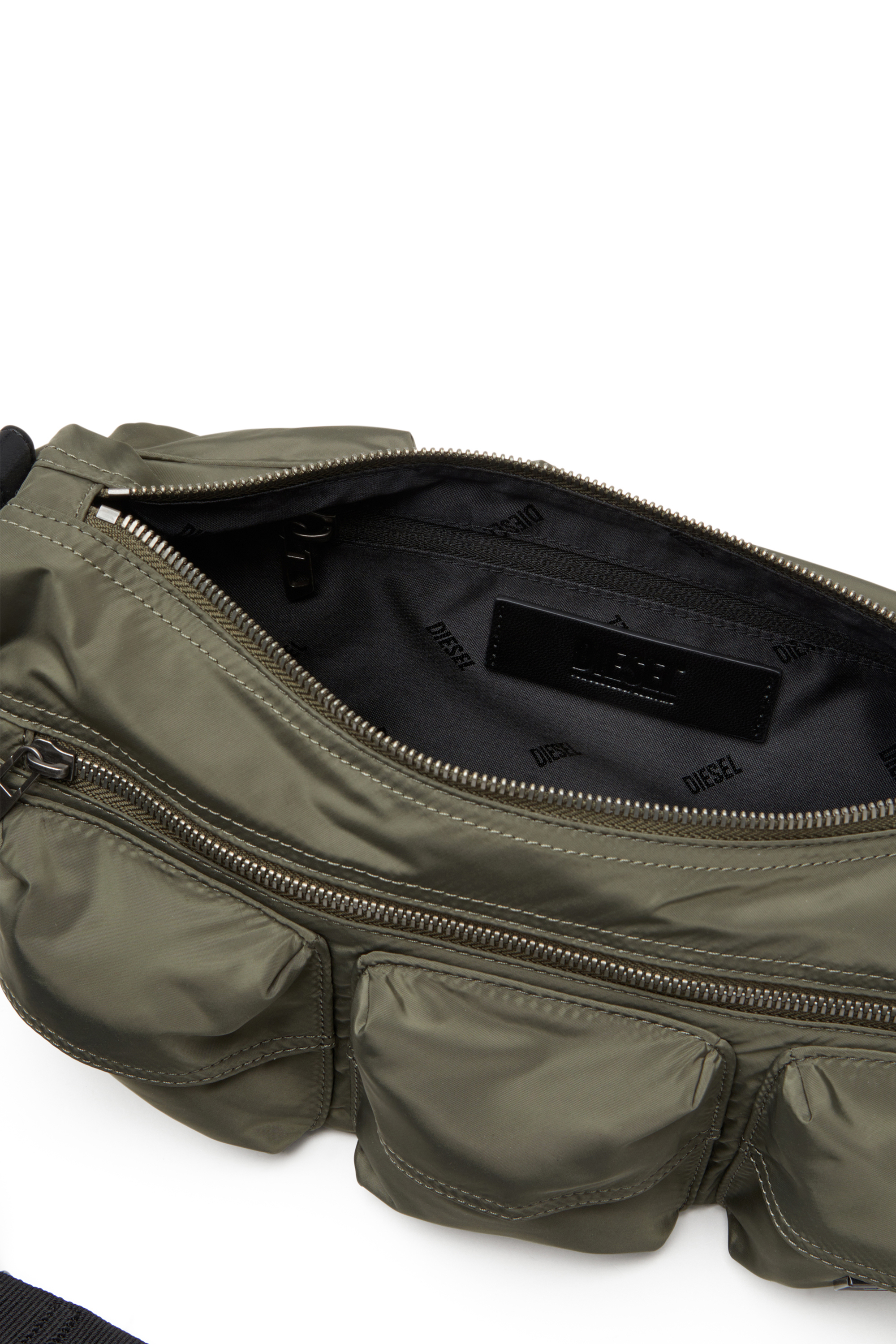 Diesel - MULTI-PKTS SHOULDER BAG X, Sac multipoche en étoffe utilitaire Mixte in Vert - 4