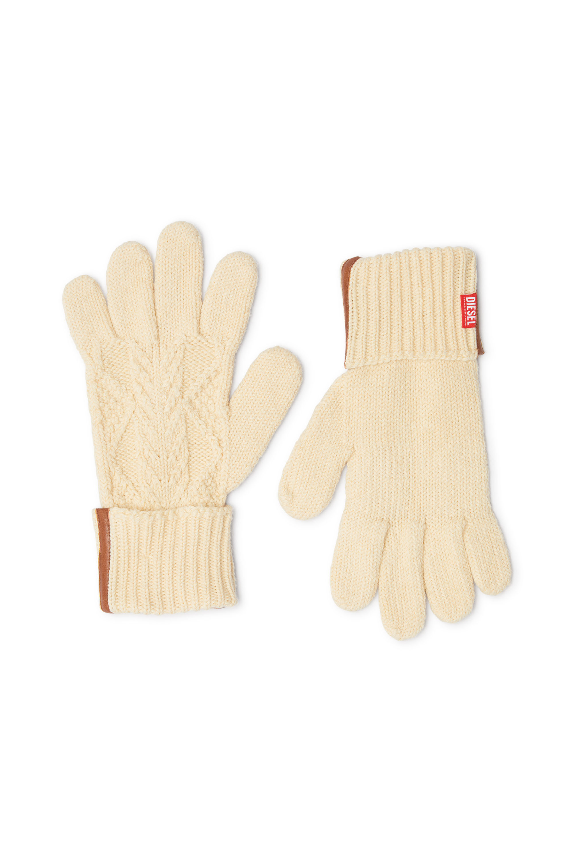 Diesel - K-INOTTO, Gants en maille de laine et coton Mixte in Beige - 1