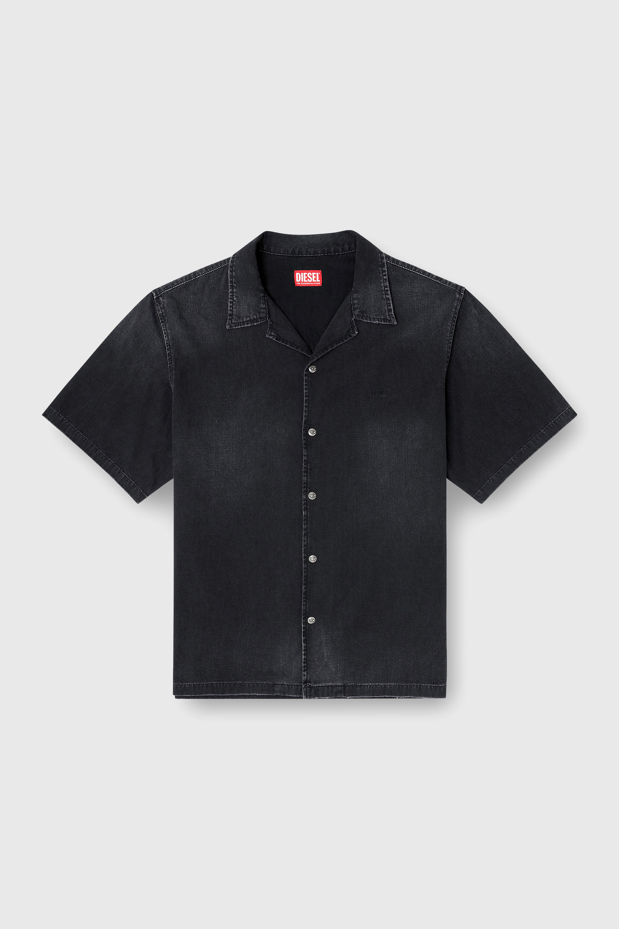 Diesel - D-NABIL-D, Chemise &agrave; manches courtes en denim Homme in Noir - 2