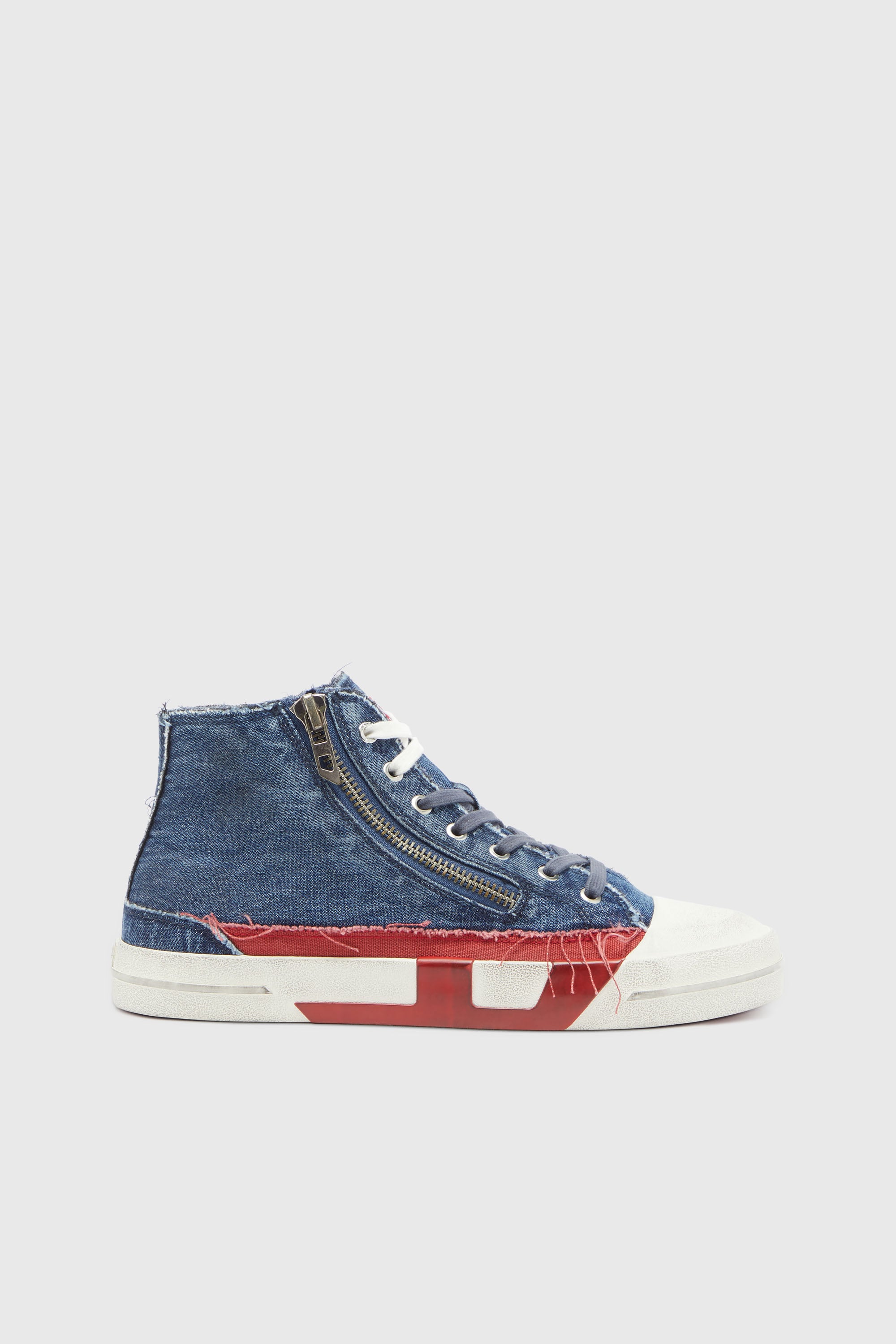Diesel - S-D-VERSE ZIP MID II, S-D-Verse - Baskets en denim avec logo D Homme in Bleu - 1