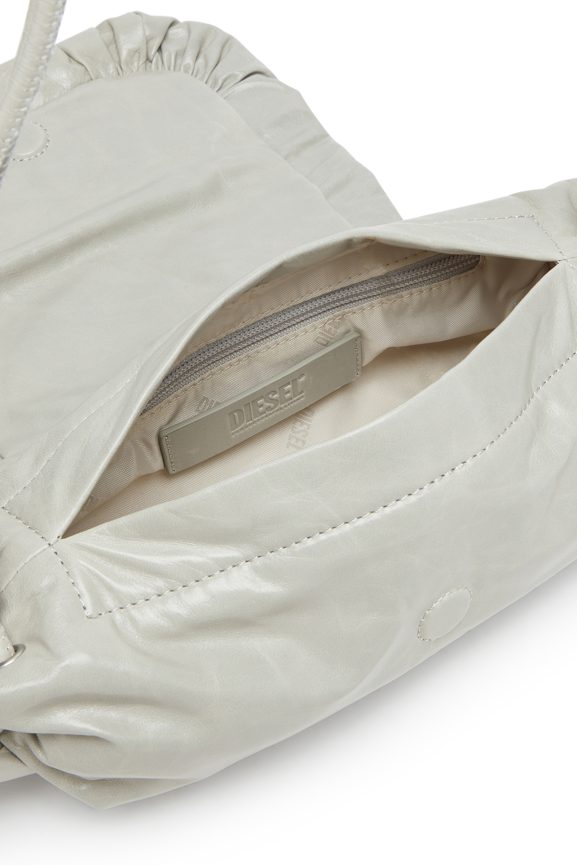 Diesel - SCRUNCH-D SHOULDER S, Scrunch-D S-Sac à bandoulière en cuir froissé Femme in Blanc - 3