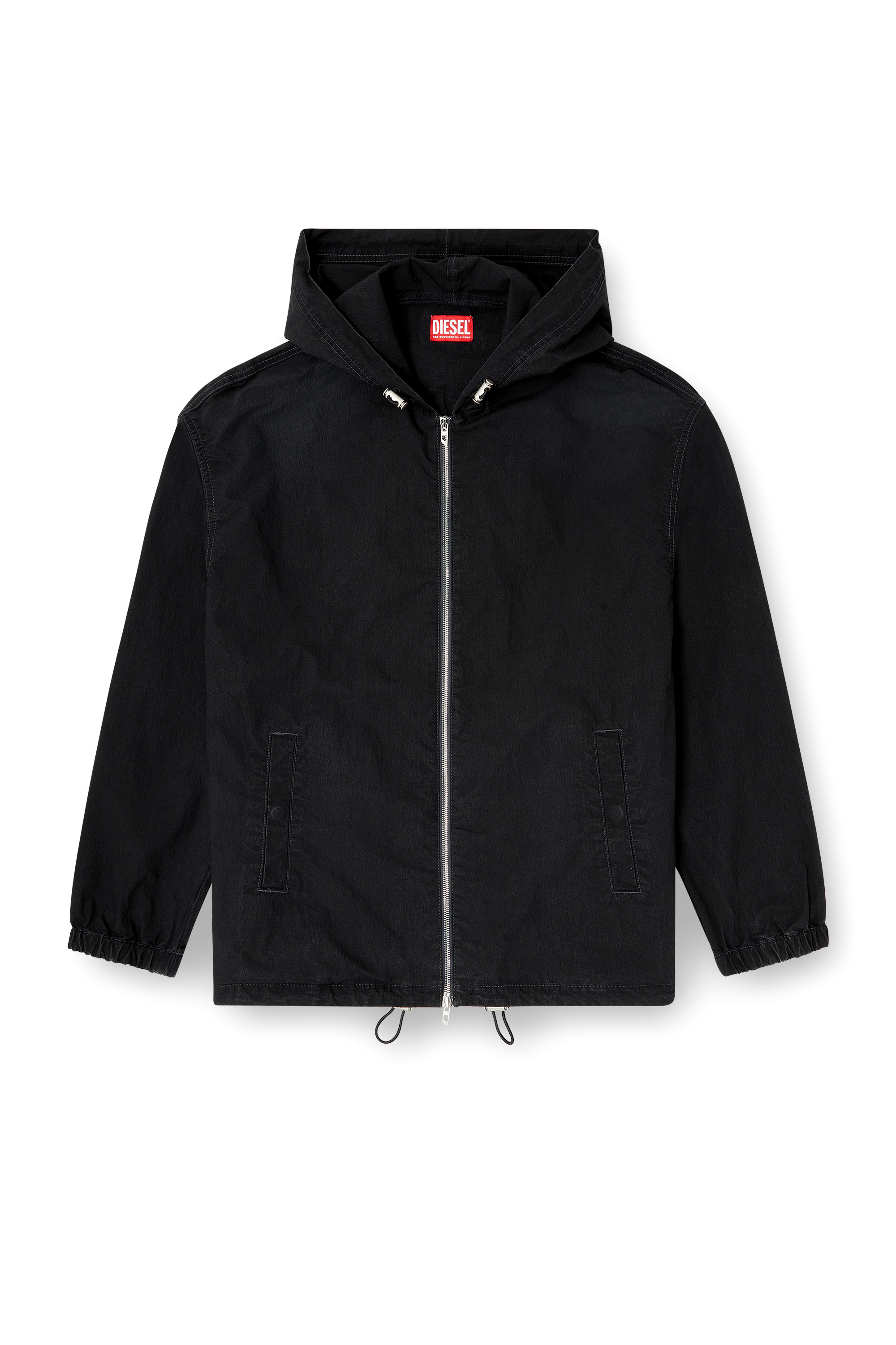 Diesel - D-WYNNY JOGG, Veste technique à capuche en tissu JoggJeans Homme in Noir - 3