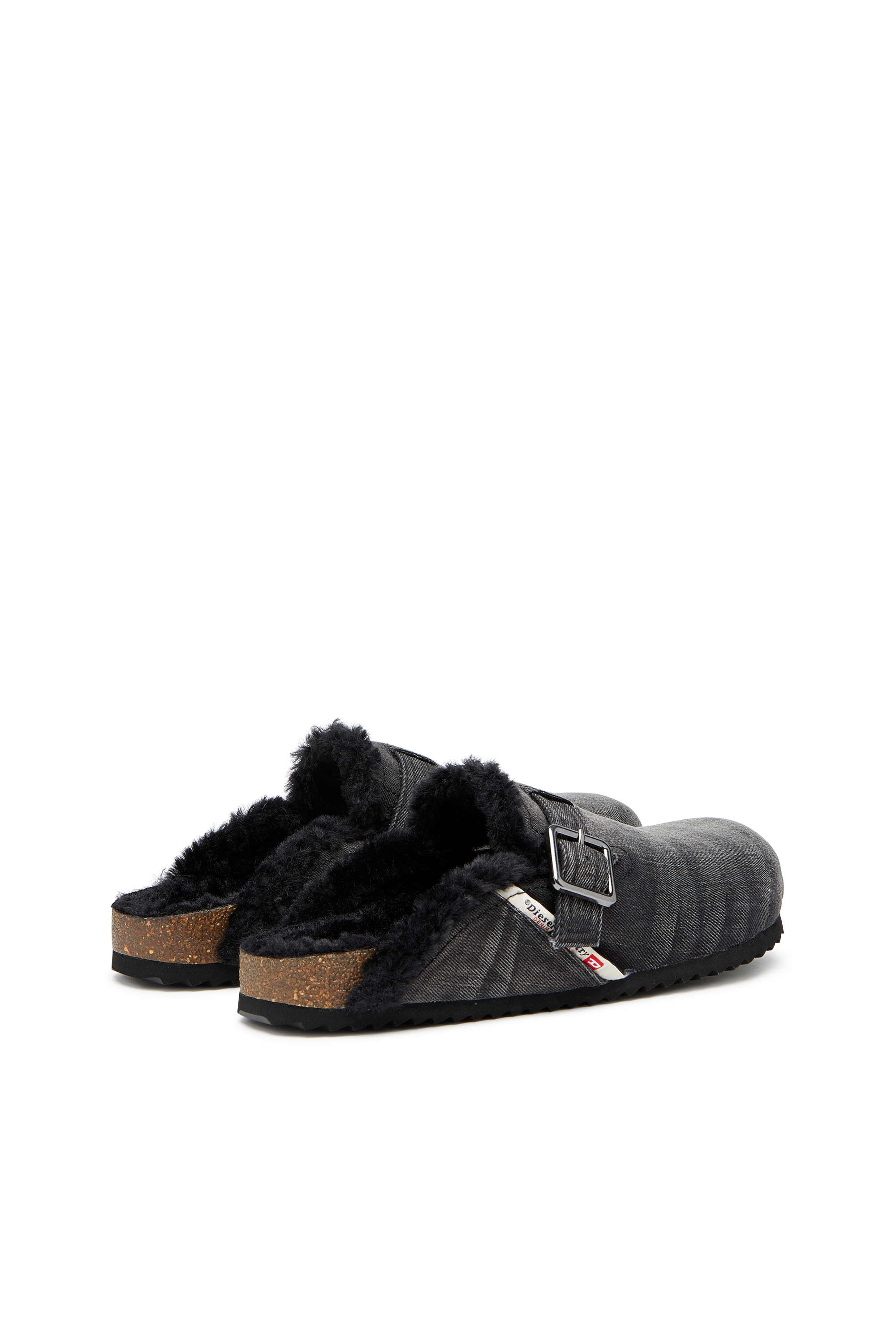 Diesel - D-WOODSTOCK X, D-Woodstock-Mules en denim avec doublure duveteuse Homme in Noir - 3