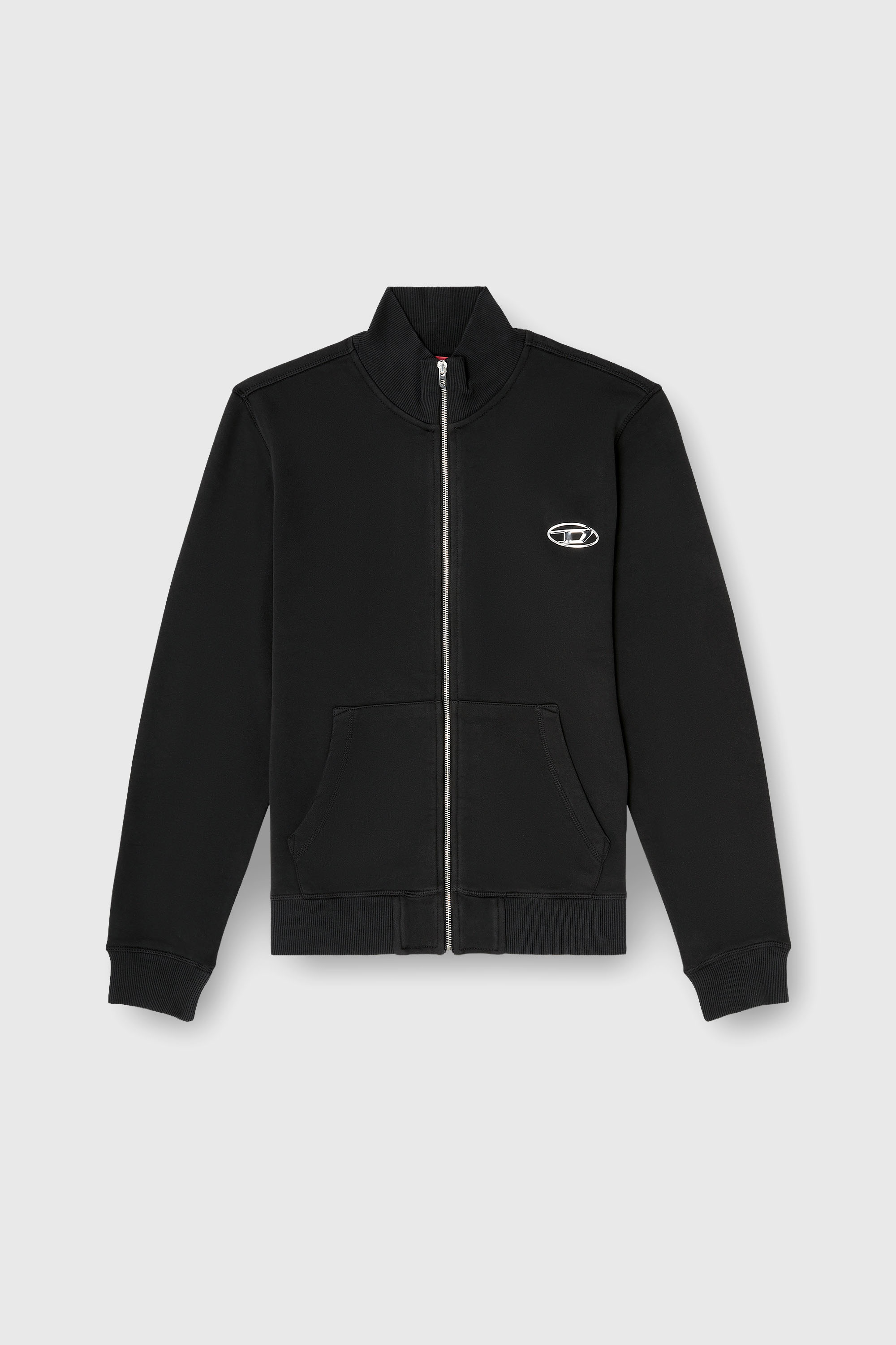 Diesel - S-GINN-ZIP-IOD, Sweatshirt avec col montant et Oval D m&eacute;tallique Homme in Noir - 2