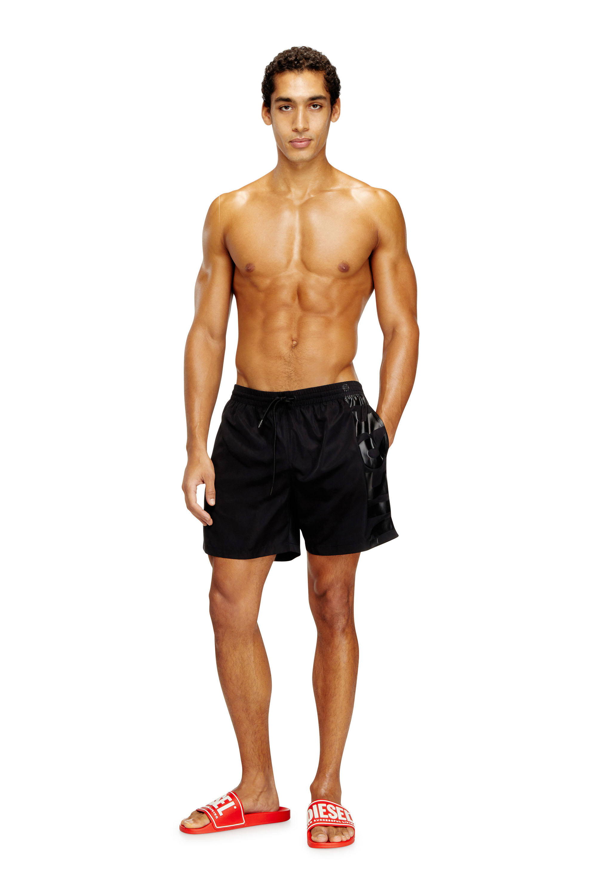 Diesel - RIO-41-D-CORE, Short de bain mi-long avec maxi logo Homme in Noir - 1